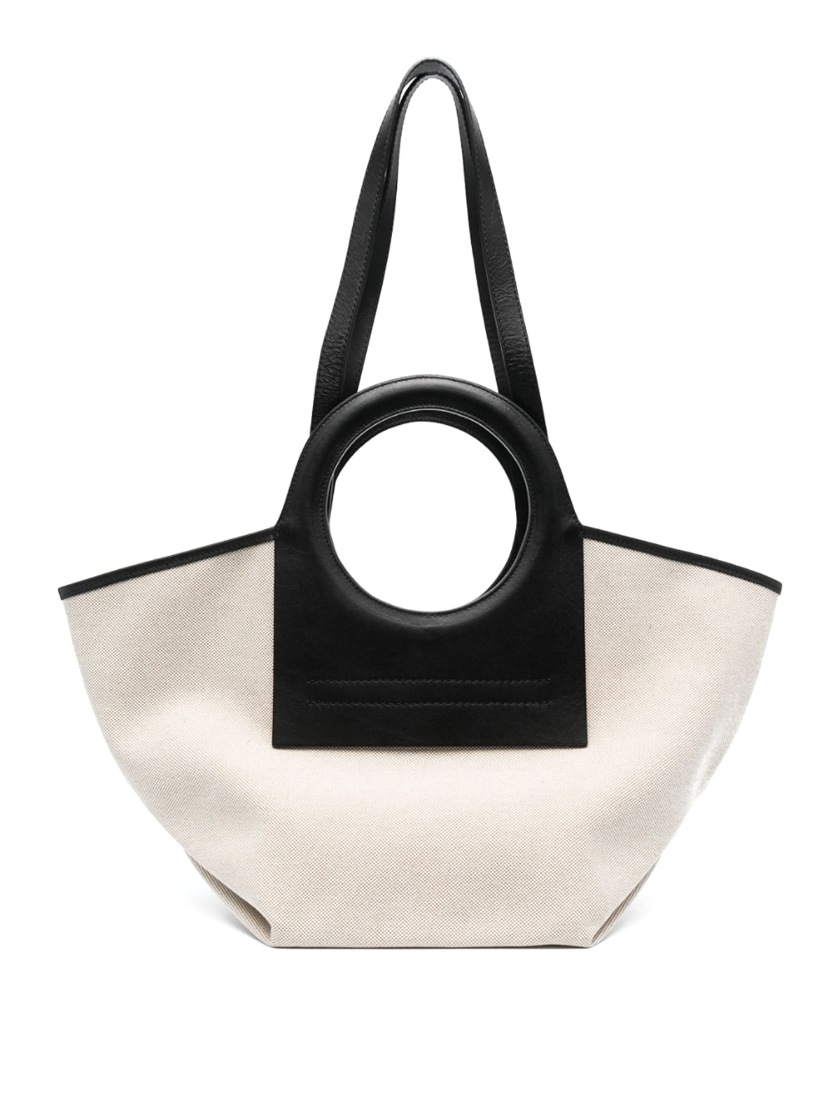 Hereu Cala Small Leather-trimmed Canvas Tote Bag In Black