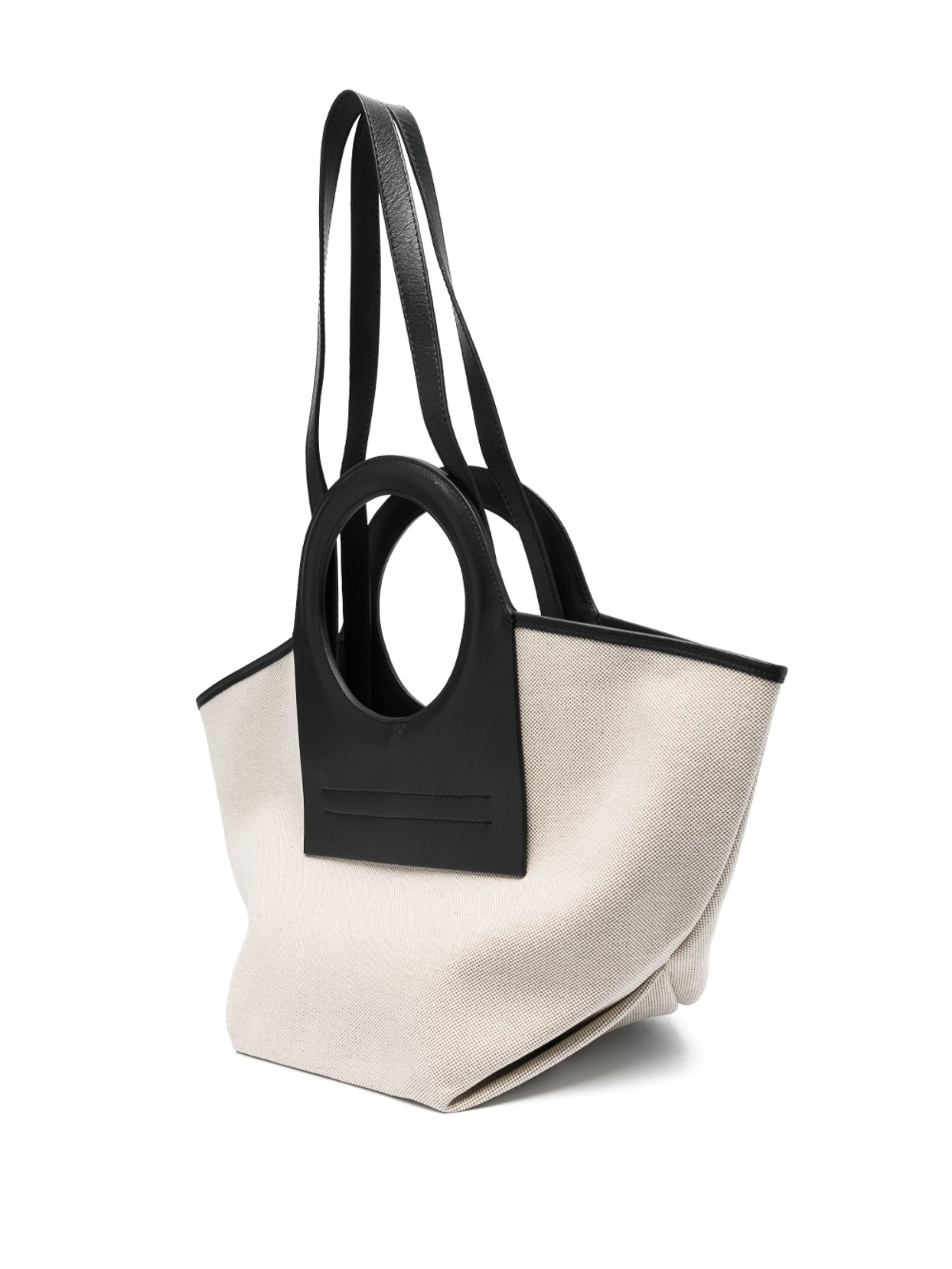 Shop Hereu Cala Small Leather-trimmed Canvas Tote Bag In Black