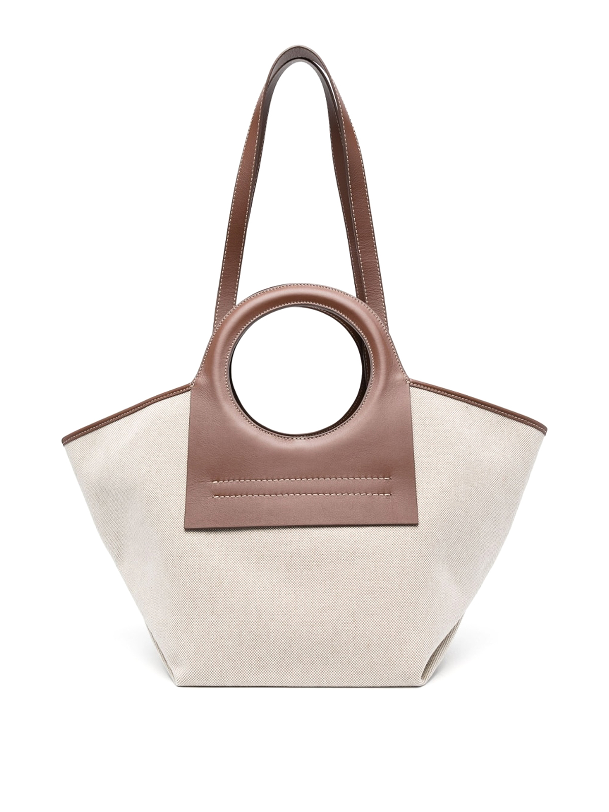 Hereu Cala Small Leather-trimmed Canvas Tote Bag In Brown