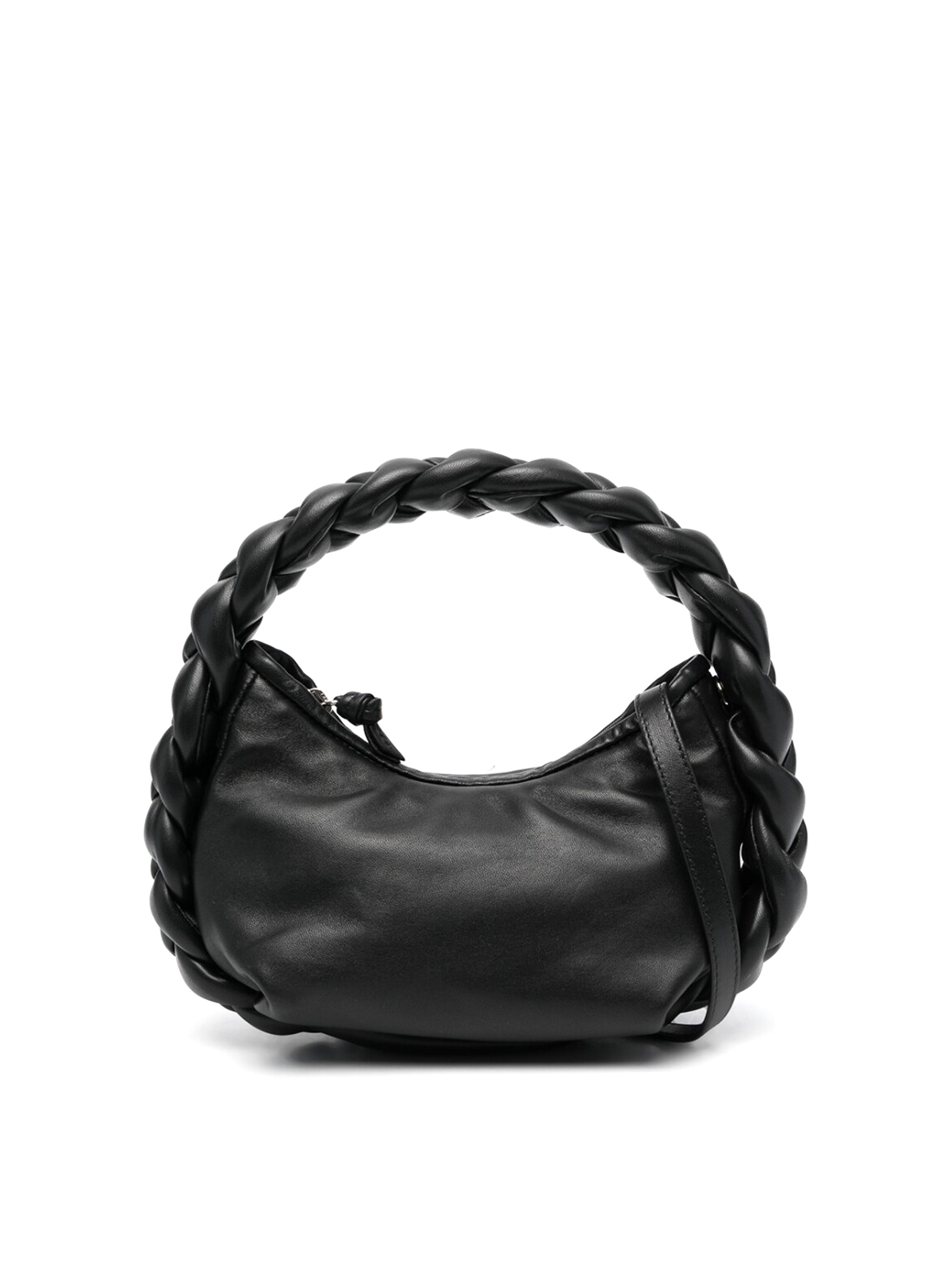 Shop Hereu Espiga Mini Braided Handle Leather Handbag In Black