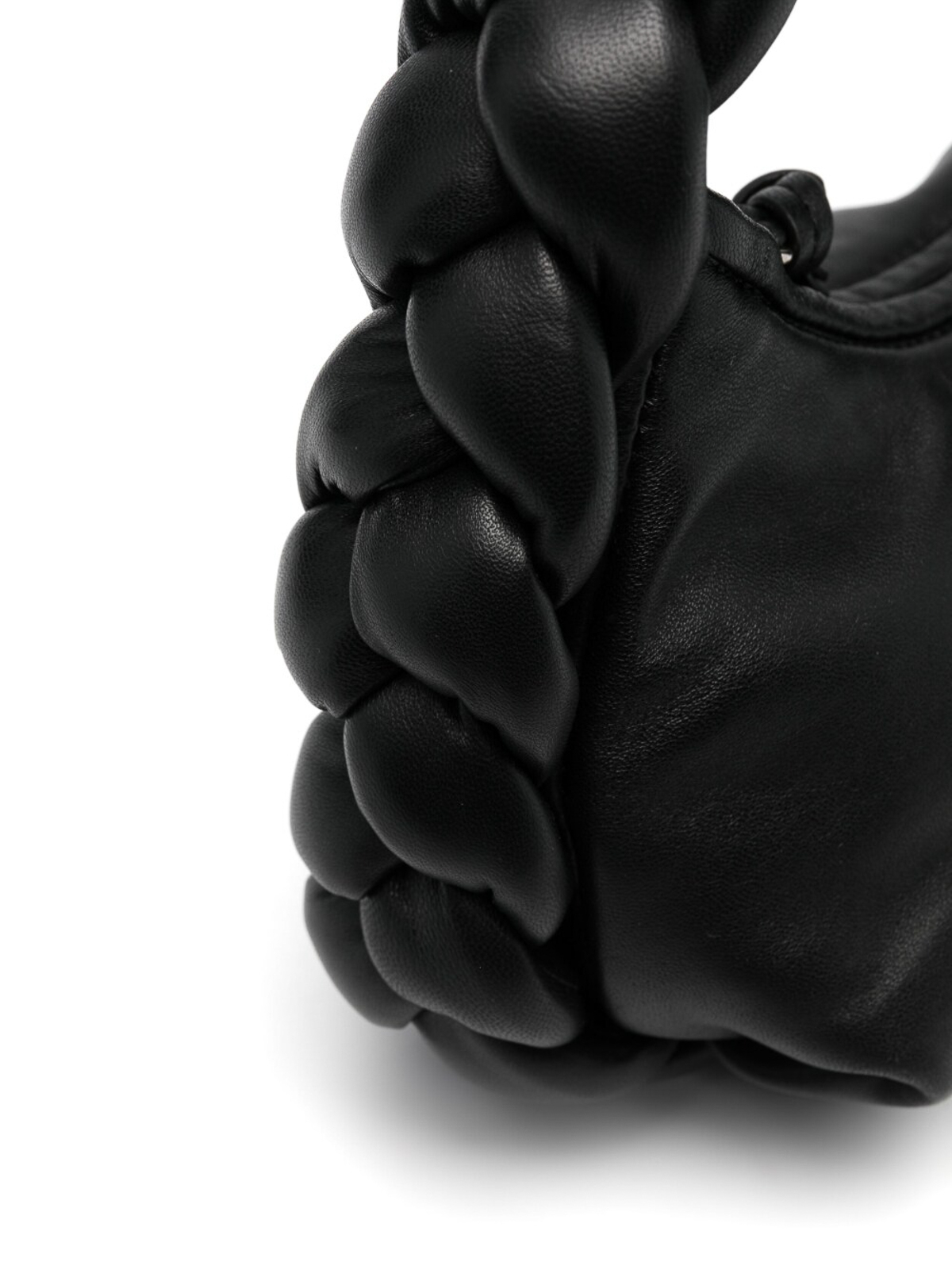 Shop Hereu Espiga Mini Braided Handle Leather Handbag In Black