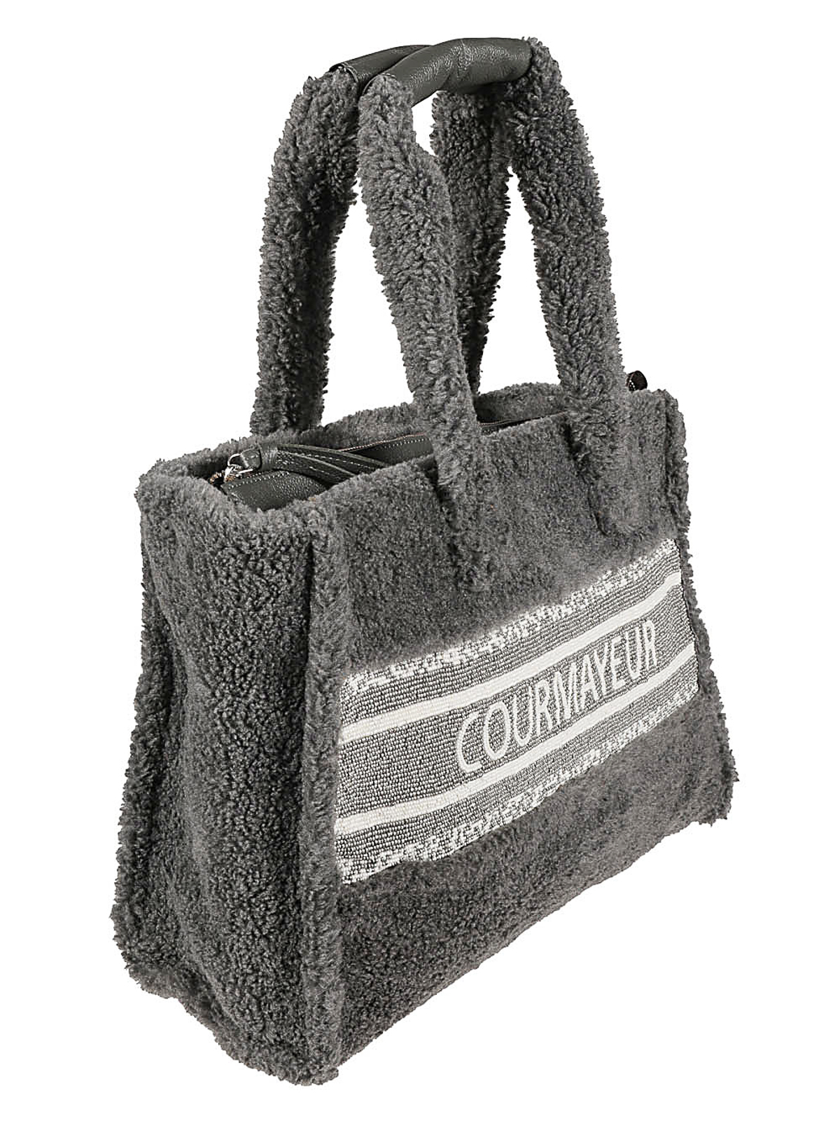 Shop De Siena Courmayeur Eco Fur Shopping Bag In Grey