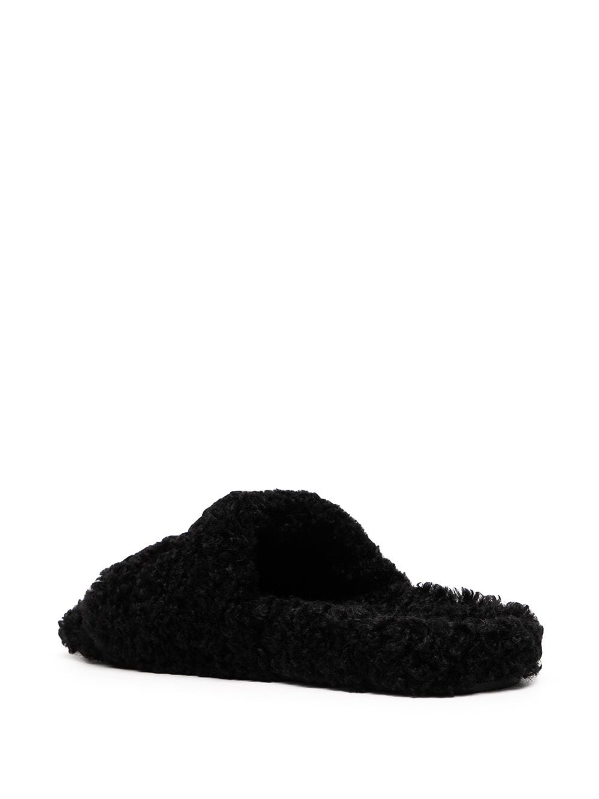 Shop Balenciaga Furry Slide Sandals In Black