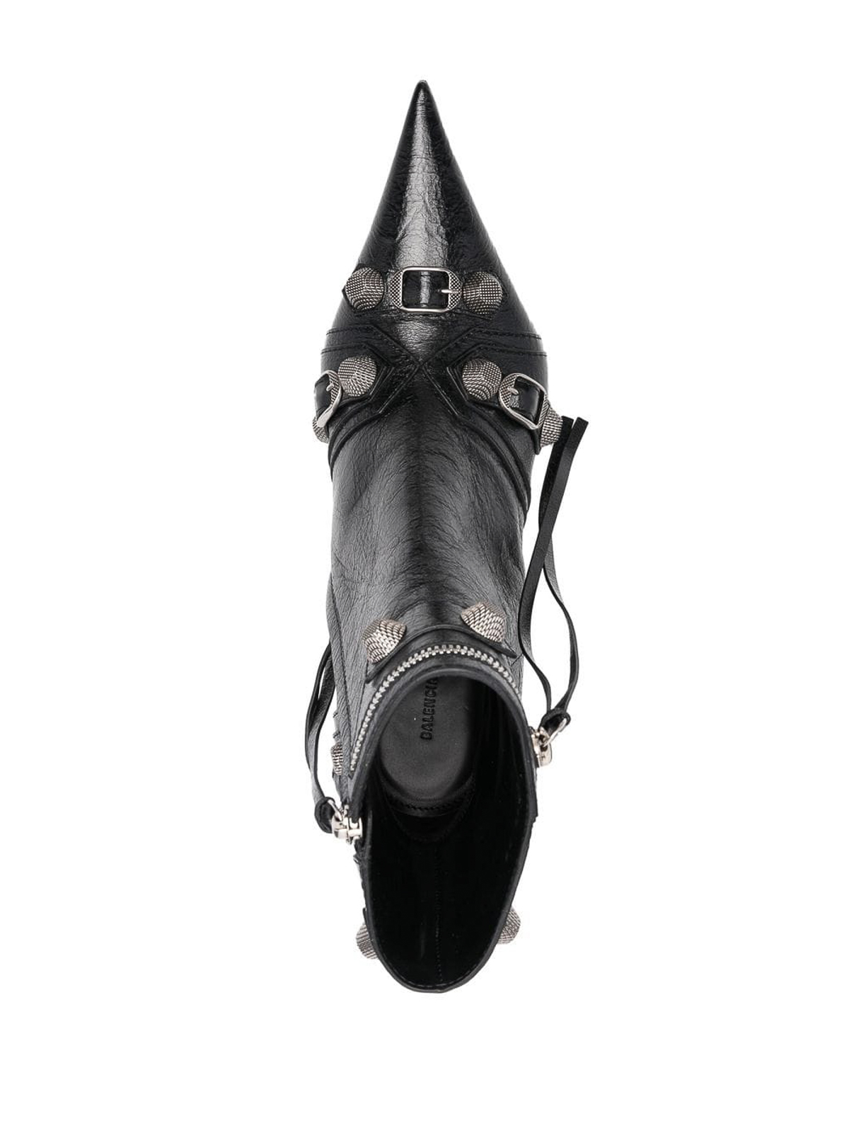 Shop Balenciaga Le Cagole Leather Boots In Black