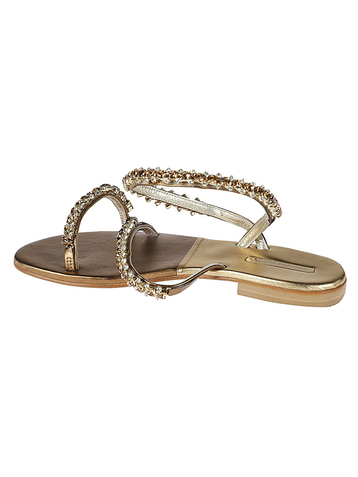 Shop Emanuela Caruso Jewel Leather Sandals In Bronze