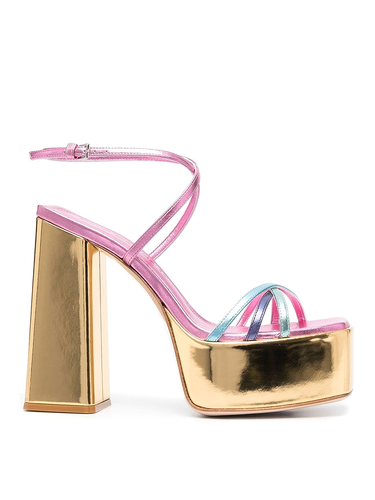 Haus Of Honey Women's Wannabe Colorblock Leather Platform Sandals In Gold
