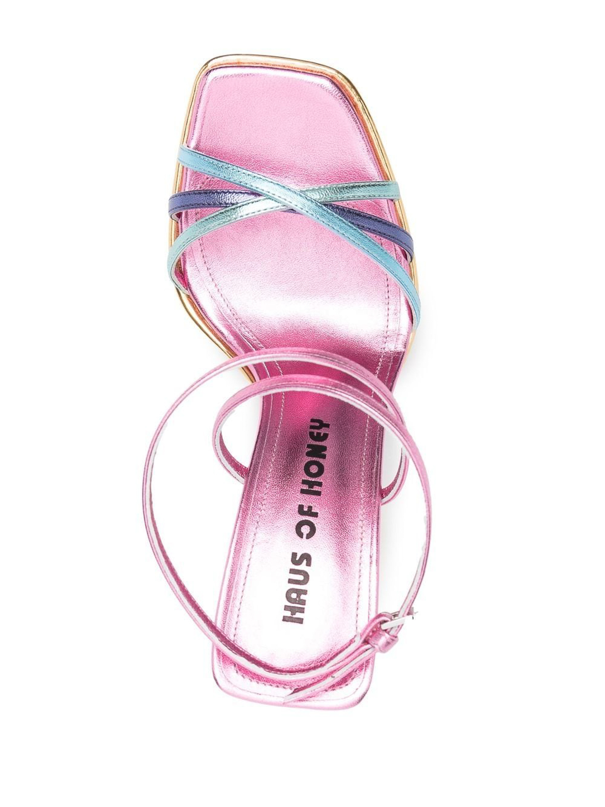 Shop Haus Of Honey Wannabe Mirror Leather Sandals In Multicolor
