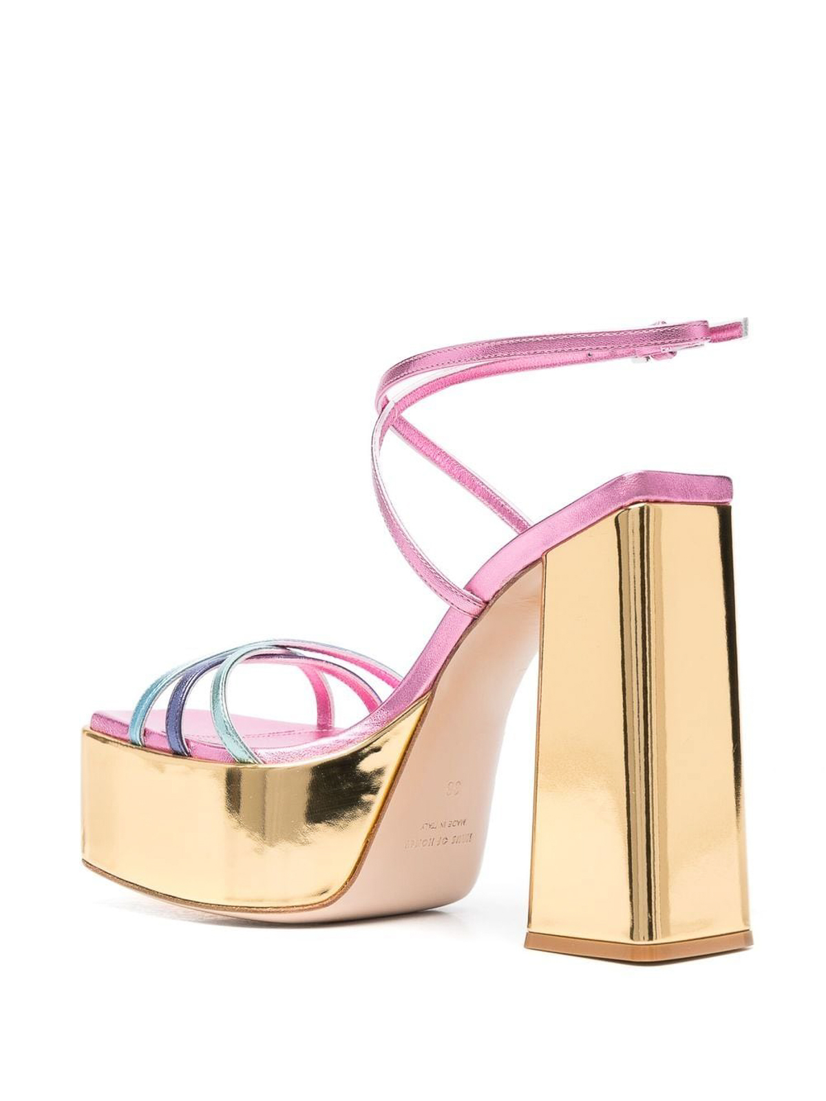 Shop Haus Of Honey Wannabe Mirror Leather Sandals In Multicolor