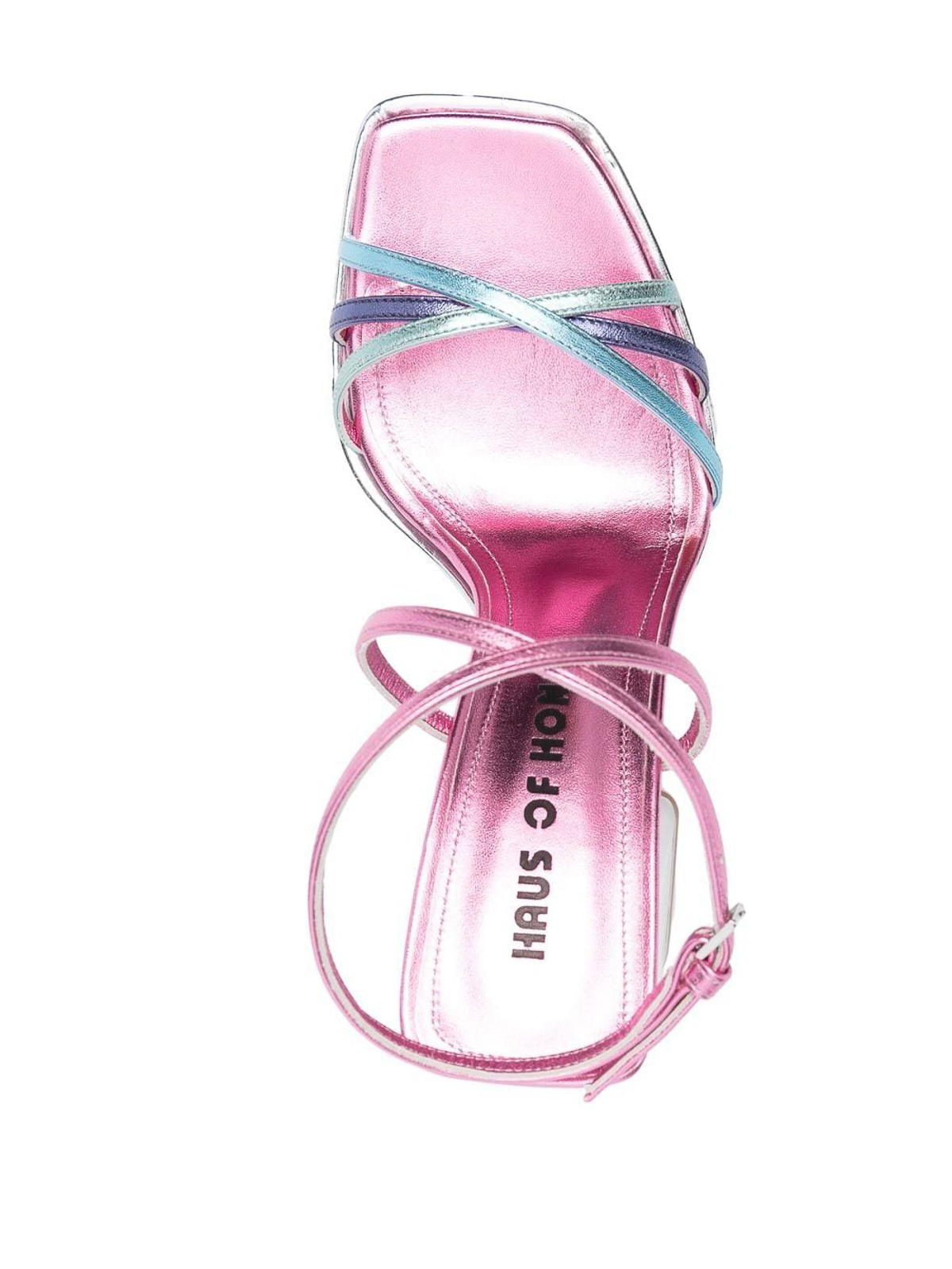 Shop Haus Of Honey Wannabe Mirror Leather Sandals In Plata
