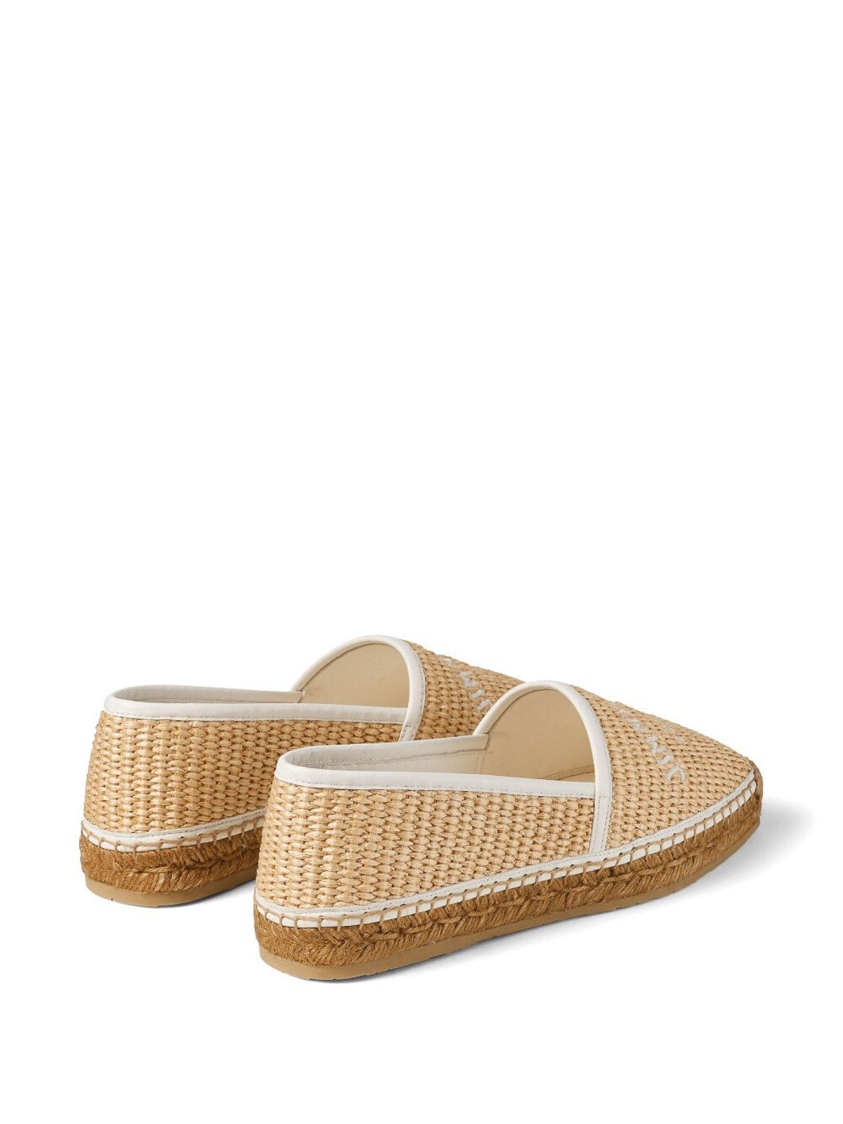 Jimmy Choo Beige Woven Slip-On Espadrilles JIMMY CHOO Leda 50 leather-trimmed raffia platform  main image 4