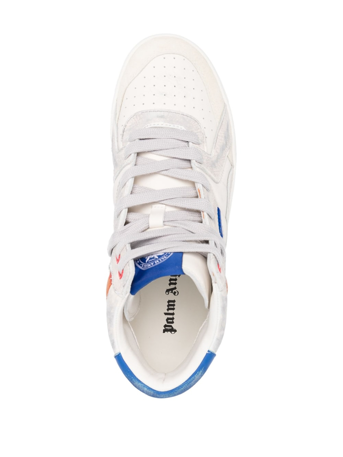 Shop Palm Angels Mid-top Leather Sneakers In White