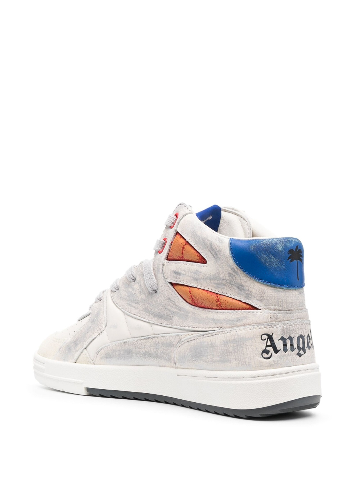 Shop Palm Angels Mid-top Leather Sneakers In White