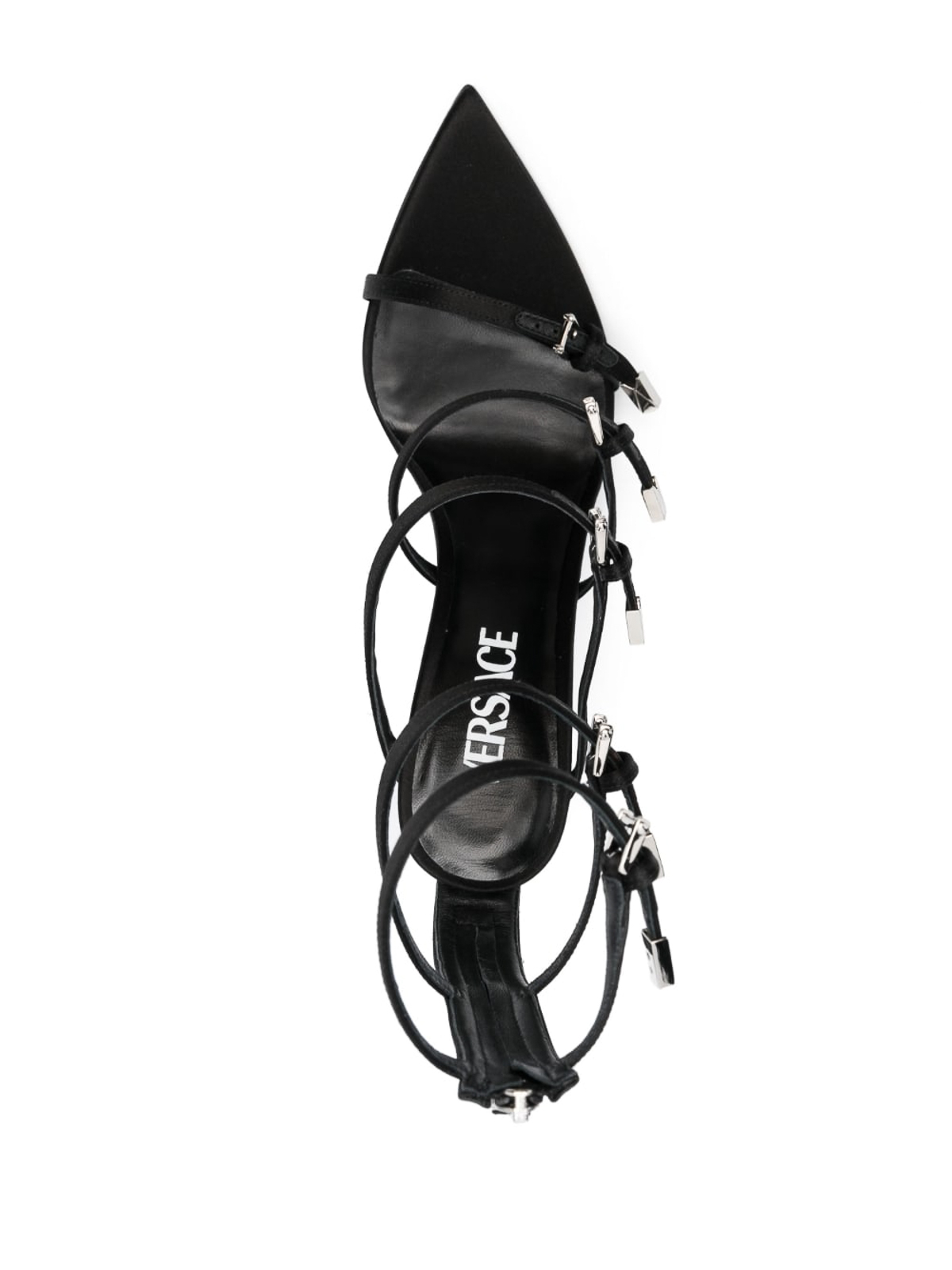 Shop Versace Leather Heel Sandals In Black