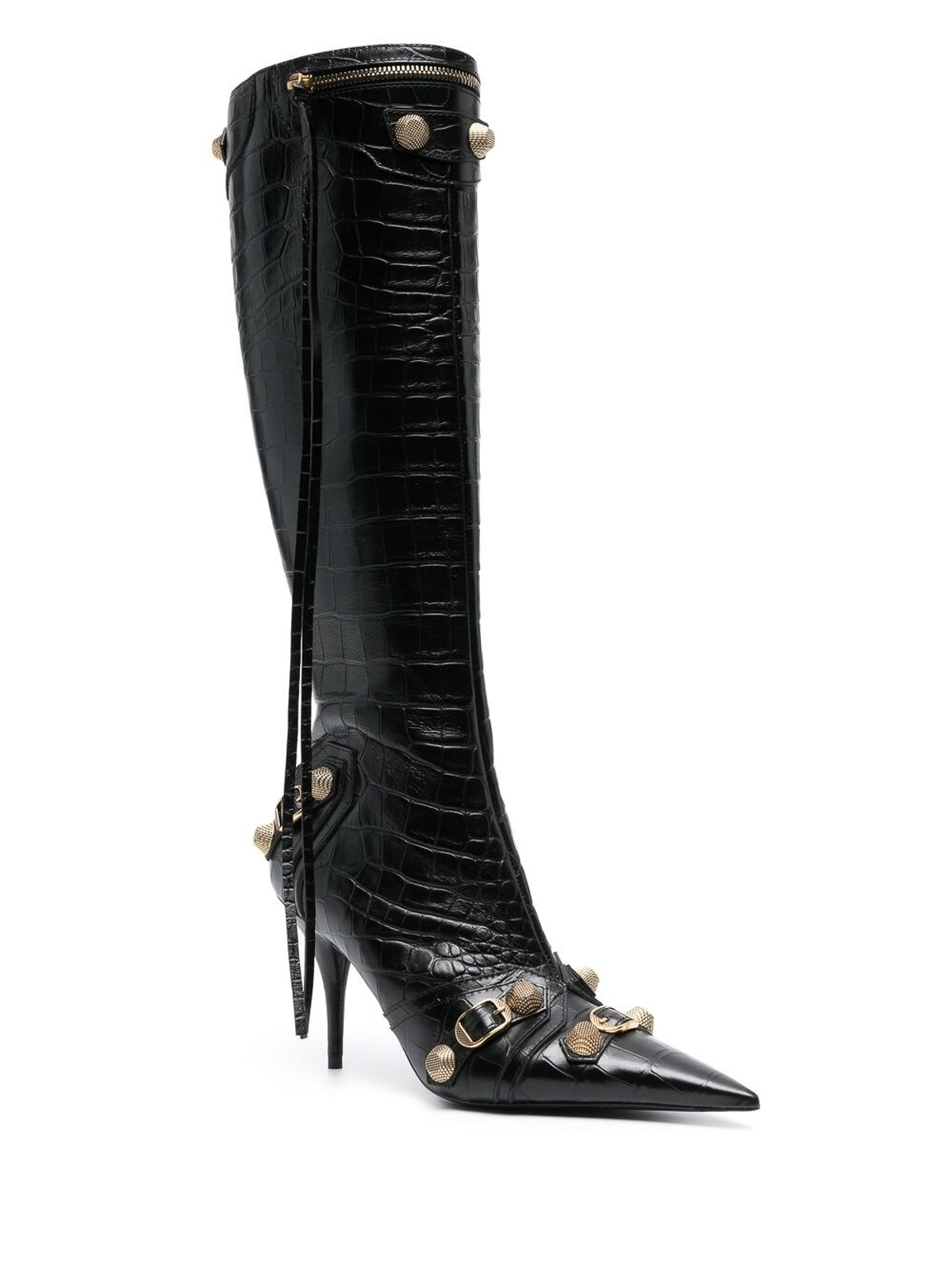 Shop Balenciaga Le Cagole Leather Heel Boots In Black