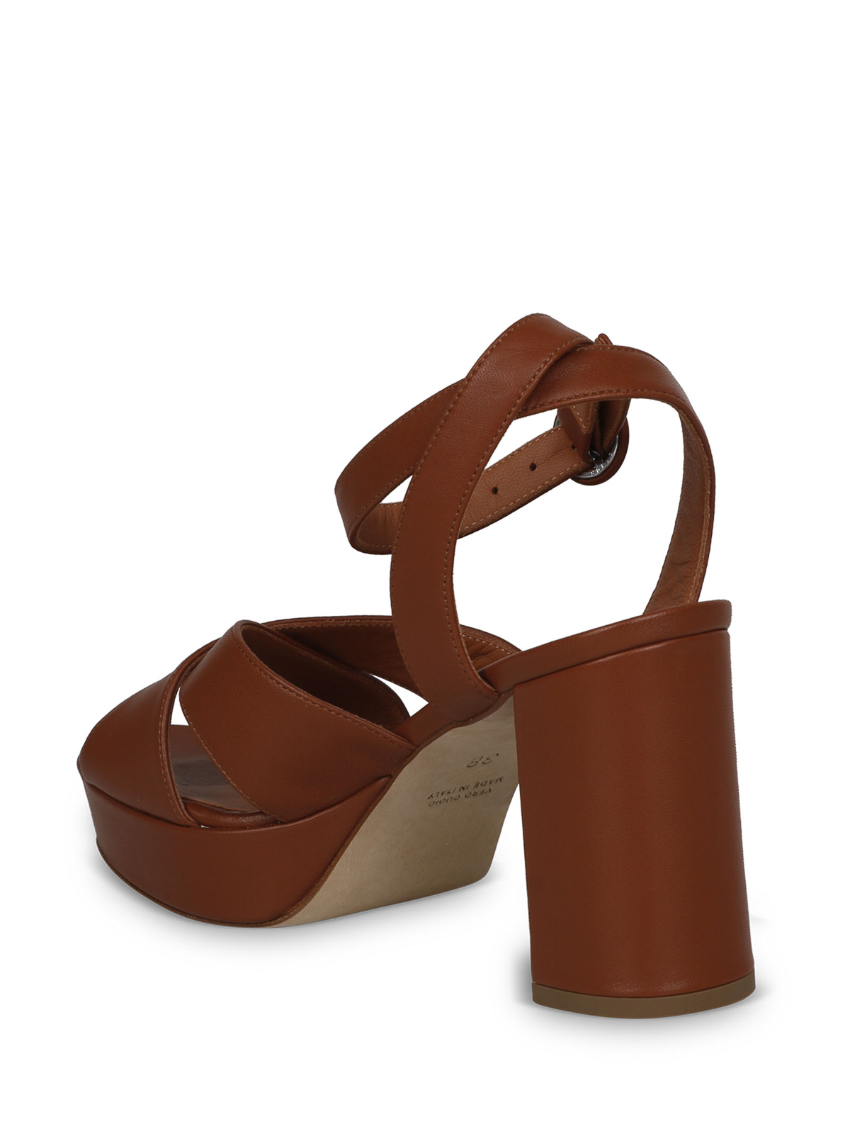 Shop Via Roma 15 Leather Platform Sandals In Brown