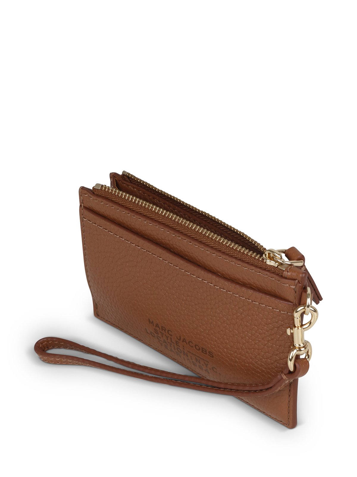Shop Marc Jacobs The Top Zip Wallet With Strap In Brown