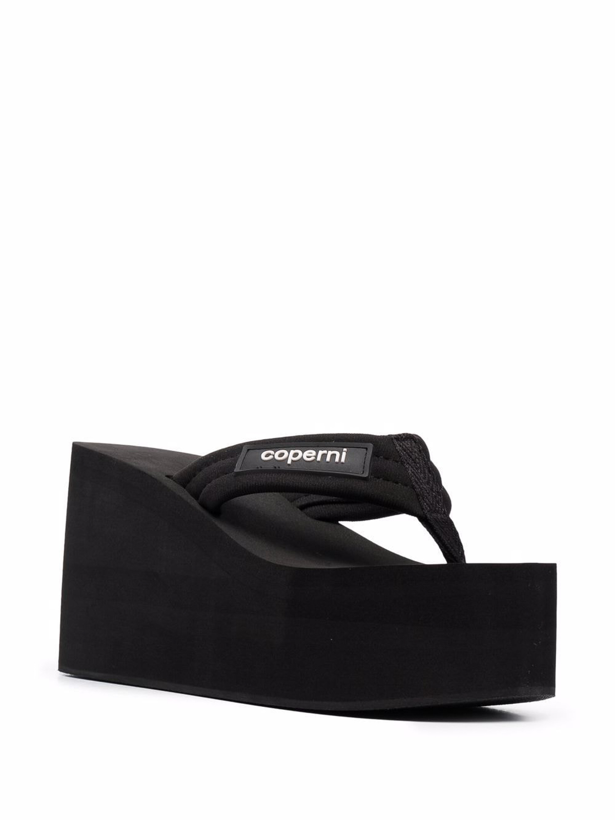 Shop Coperni Branded Wedge Sandal In Negro
