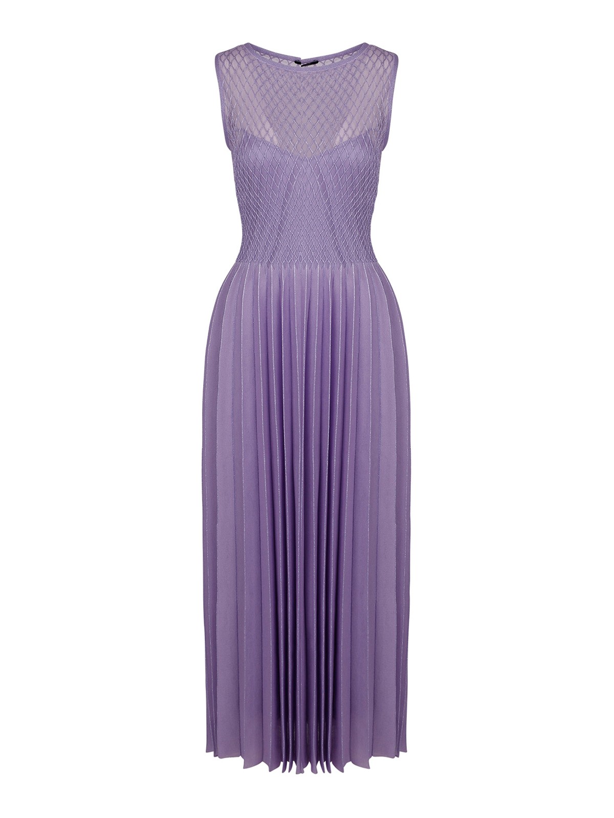 Antonino Valenti Pleated Silk-blend Knitted Dress In Purple