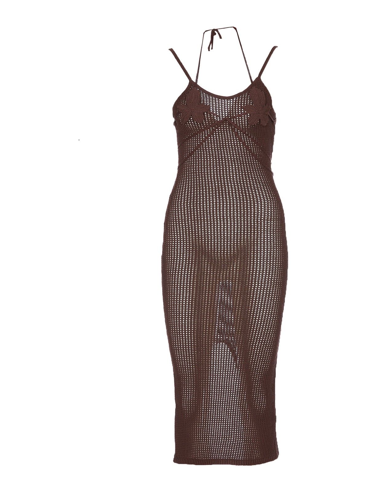 knee length dresses for ladies Black High Neck Jumbo Fishnet Midi Dress – lotd-dev-scott main image 0