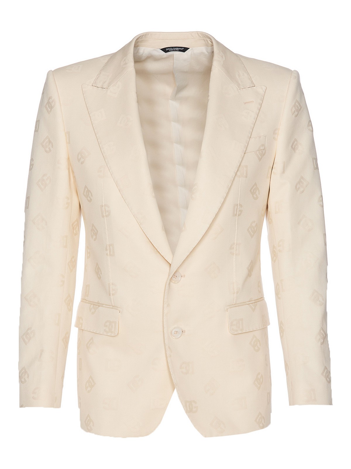 Dolce & Gabbana Dg Monogram Logo Single Breasted Jacket In White