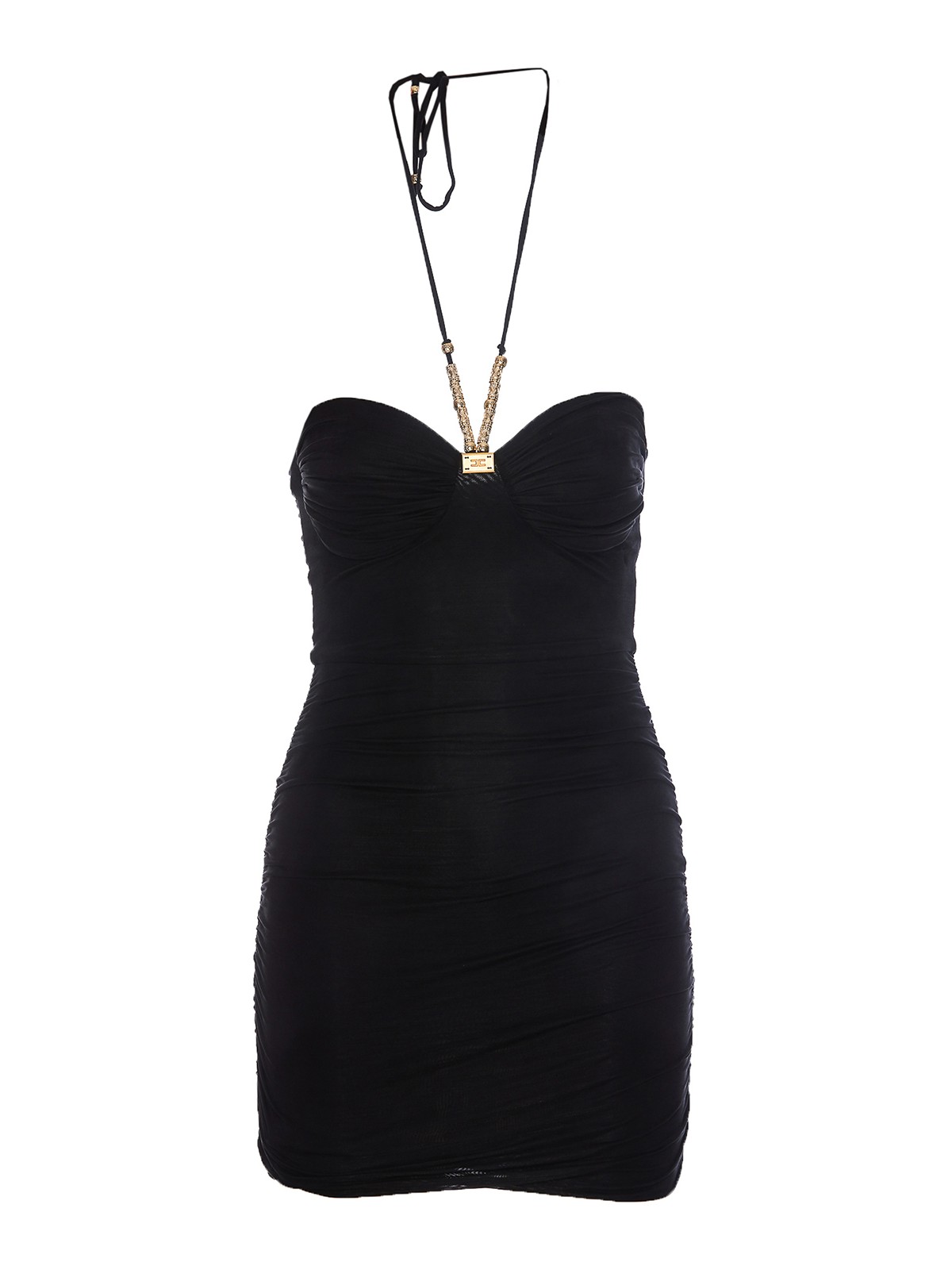 ELISABETTA FRANCHI フロントフリルミニワンピース ドレス 38 Elisabetta Franchi bow-detail Crepe Mini Dress | Yellow