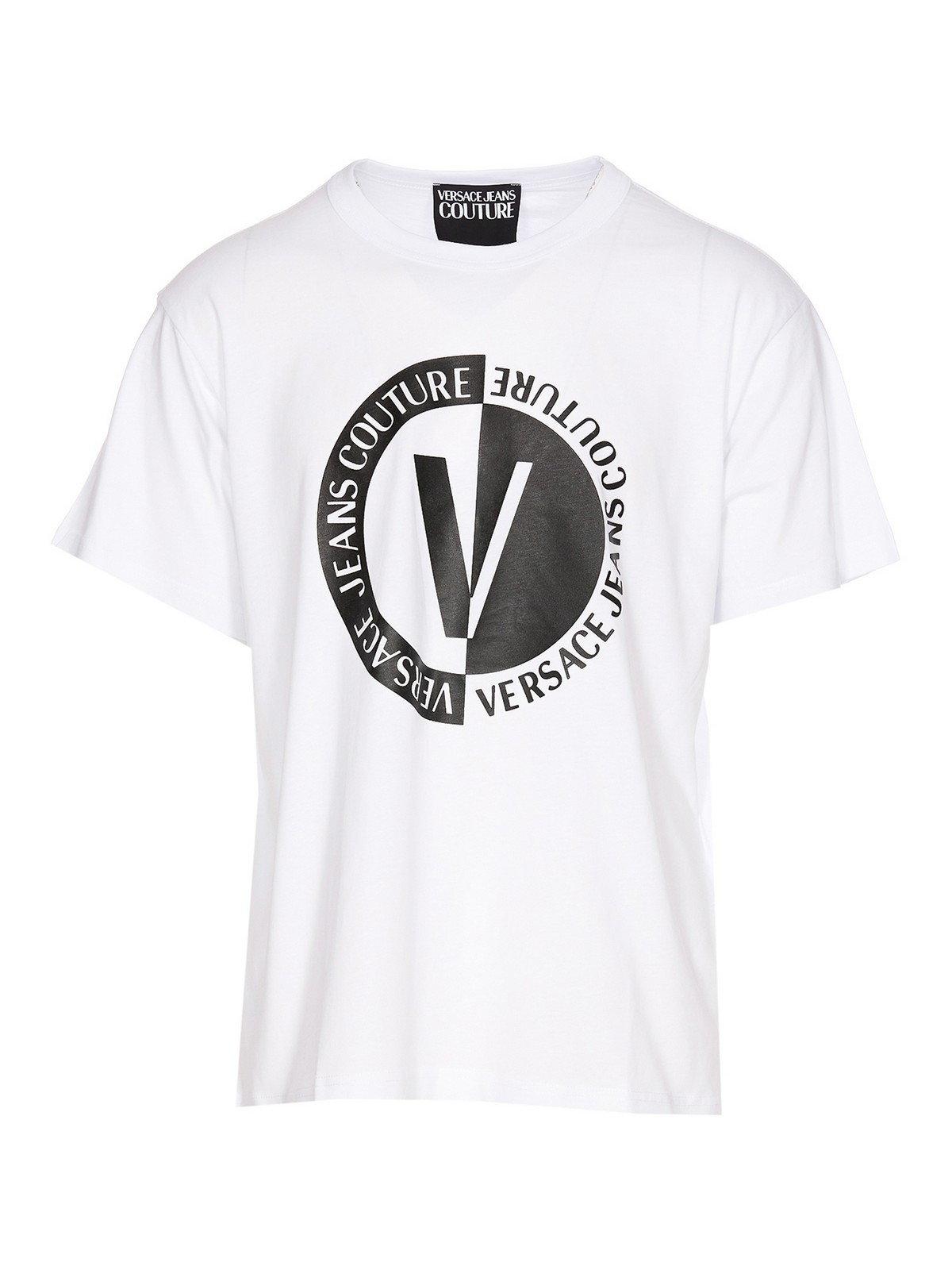 White V-Emblem T-Shirt by Versace Jeans Couture on Sale
