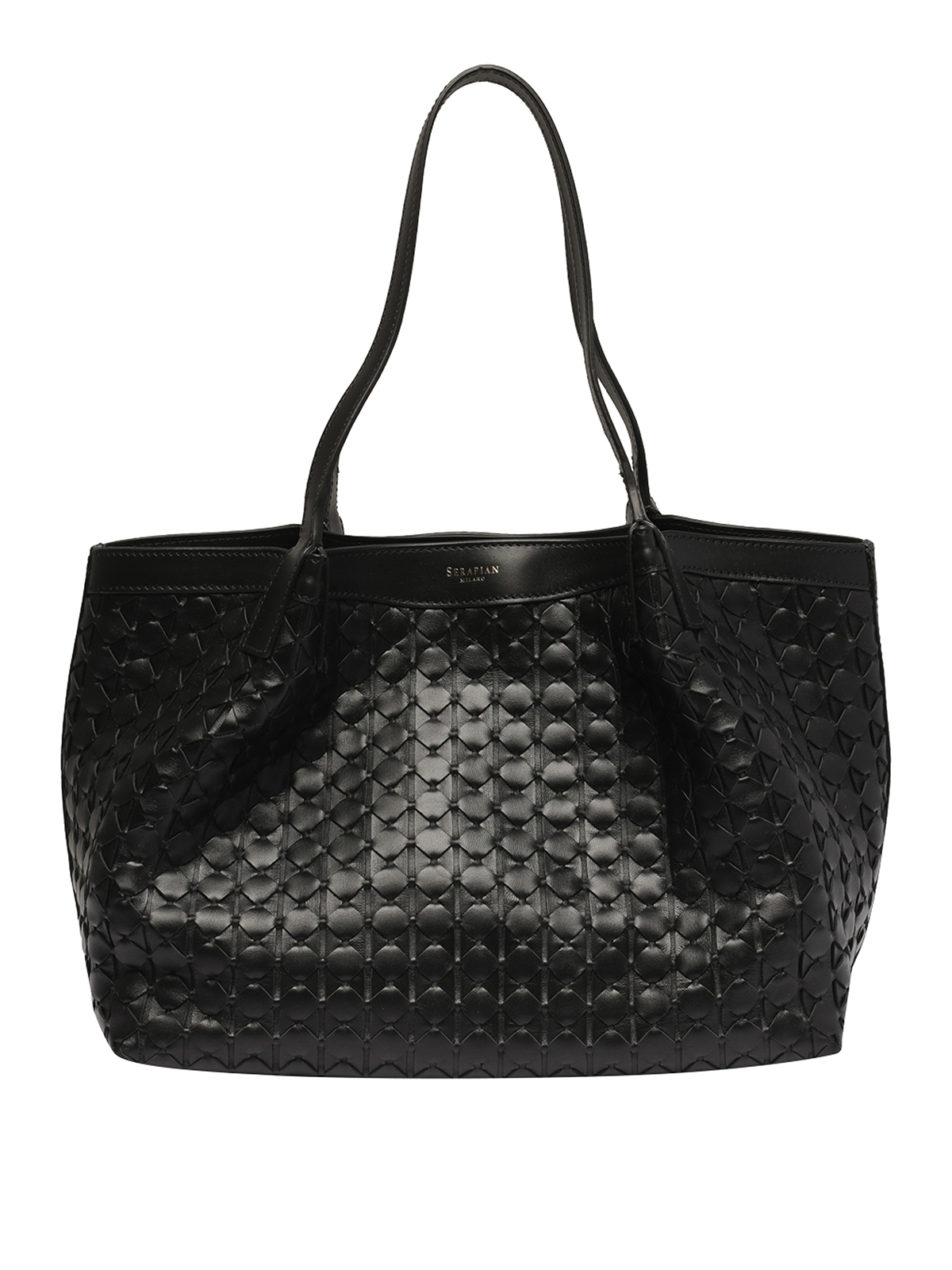 Serapian Mini Secret Mosaico Handbag In Black