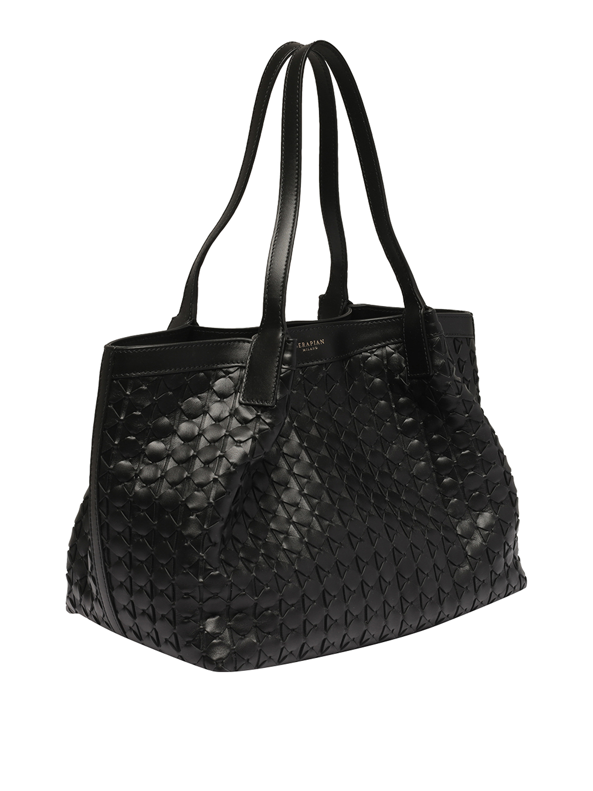 Shop Serapian Small Secret Mosaico Tote Bag In Black