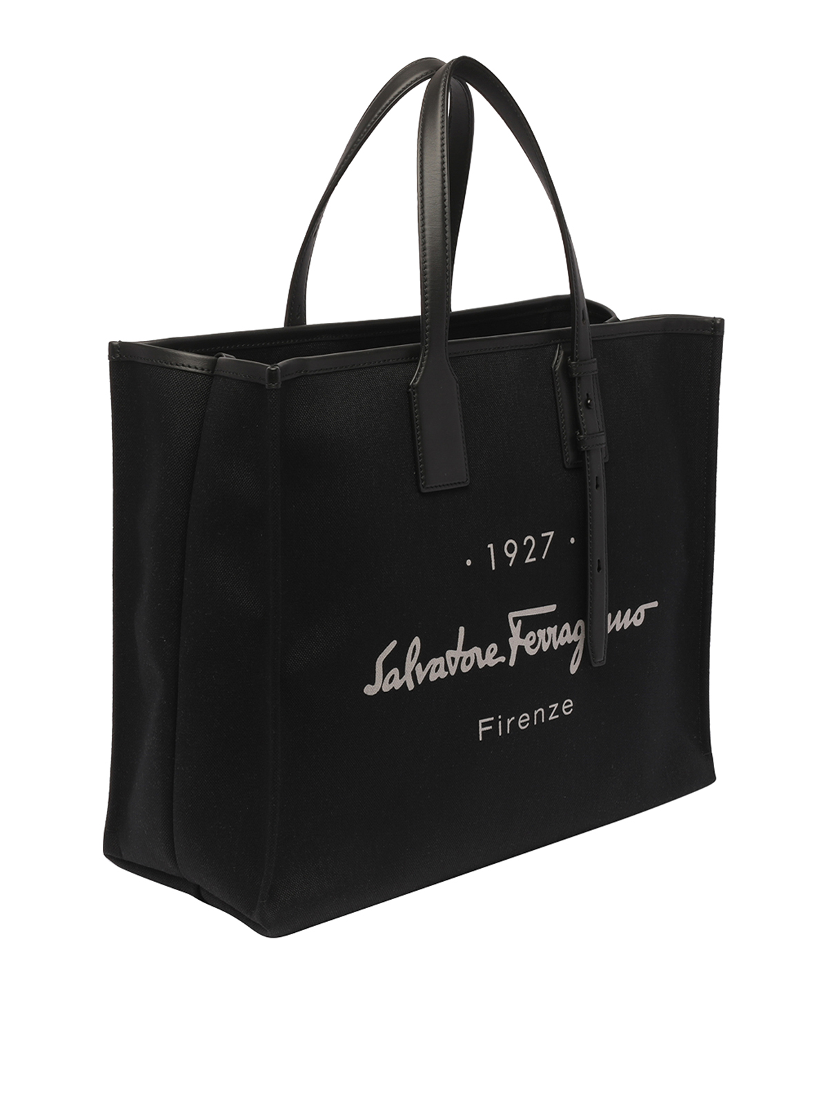 Salvatore Ferragamo｜TOTEBAGS (214969 765629) Salvatore Ferragamo Canvas & Leather Tote Bag Men's Naturale