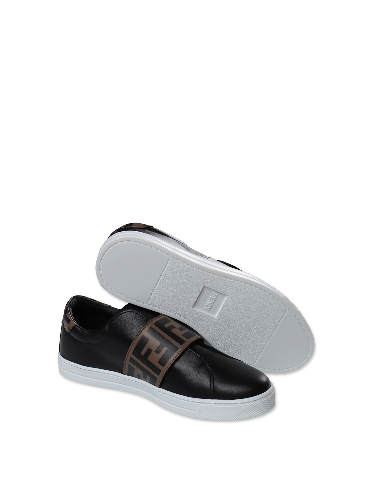 Fendi Black ff logo calf boy fendi sneakers|JMR325A7N4F0PMM0
