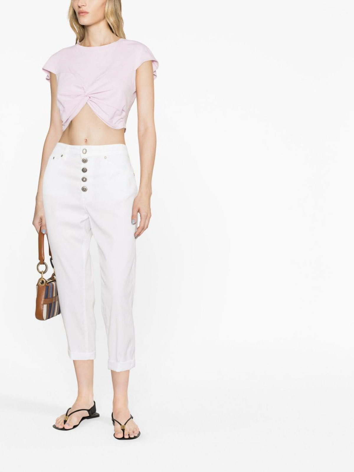 Shop Dondup Koons Loose-fit Cropped Jeans In White
