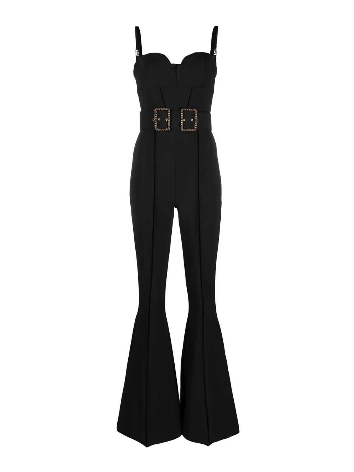 オールインワン・サロペット A FERRETTI Women Jumpsuits 048266040555 Black Elisabetta Franchi Ajour-pattern sleeveless belted jumpsuit