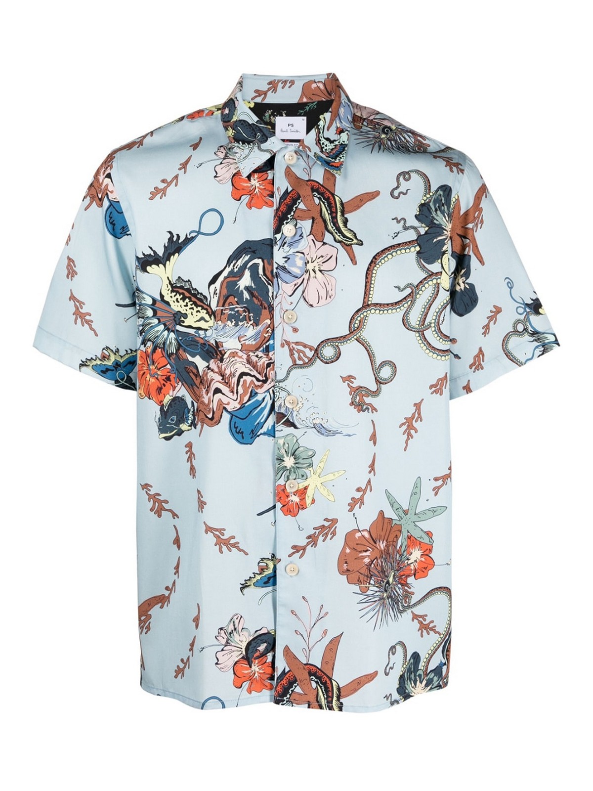 Paul Smith Graphic-print Short-sleeve Shirt In Blue