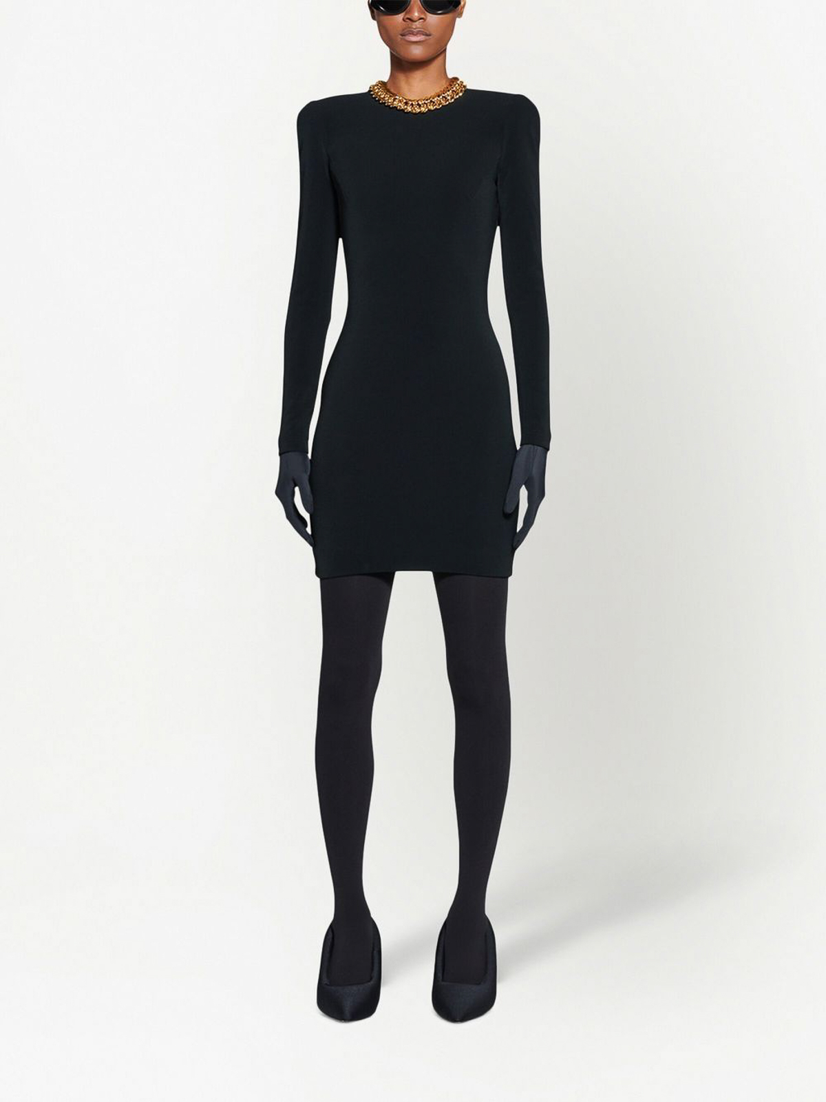 Shop Balenciaga Fitted Mini Dress In Black