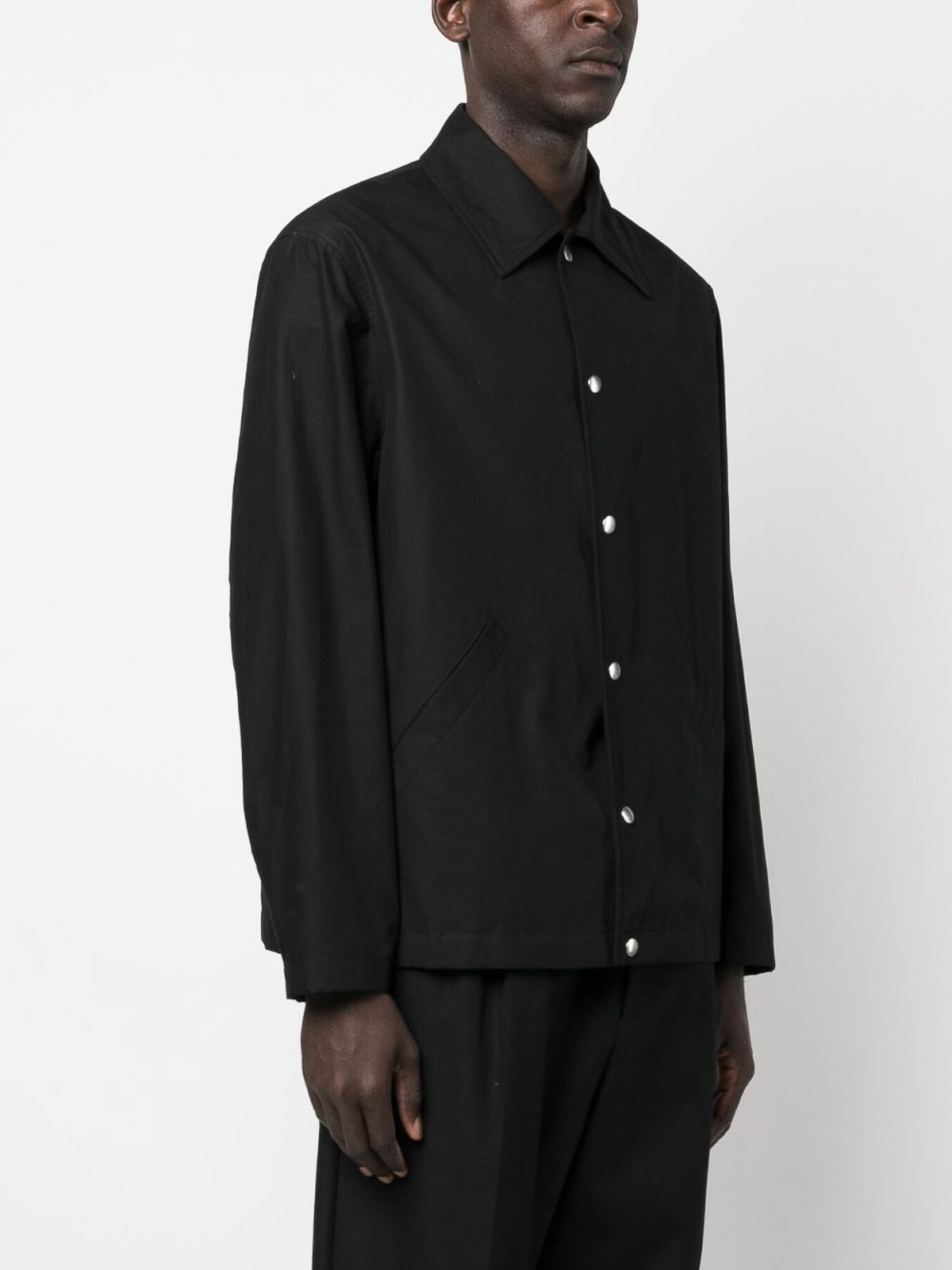 Shop Jil Sander Logo-print Cotton Shirt Jacket In Black
