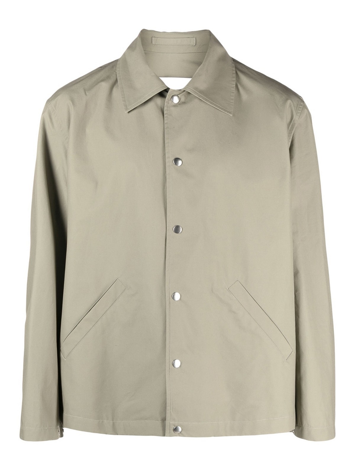 Shop Jil Sander Logo-print Cotton Shirt Jacket In Grey