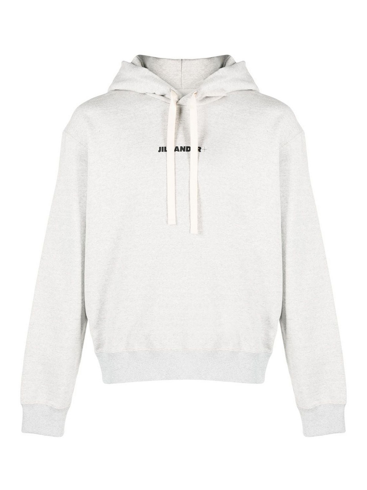 Shop Jil Sander Logo-print Cotton Hoodie In Grey
