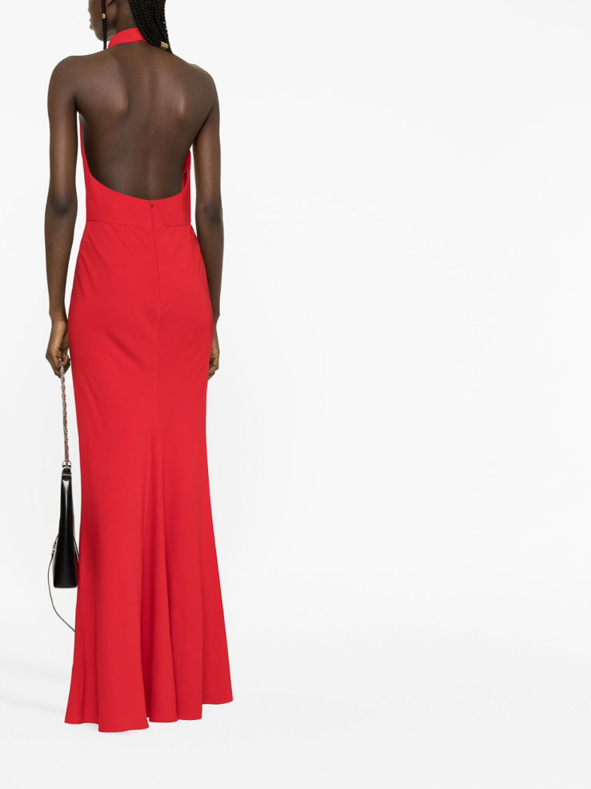 strapless open back dress Ruffle Halter Open Back Maxi Dress in Pink and Black main image 0