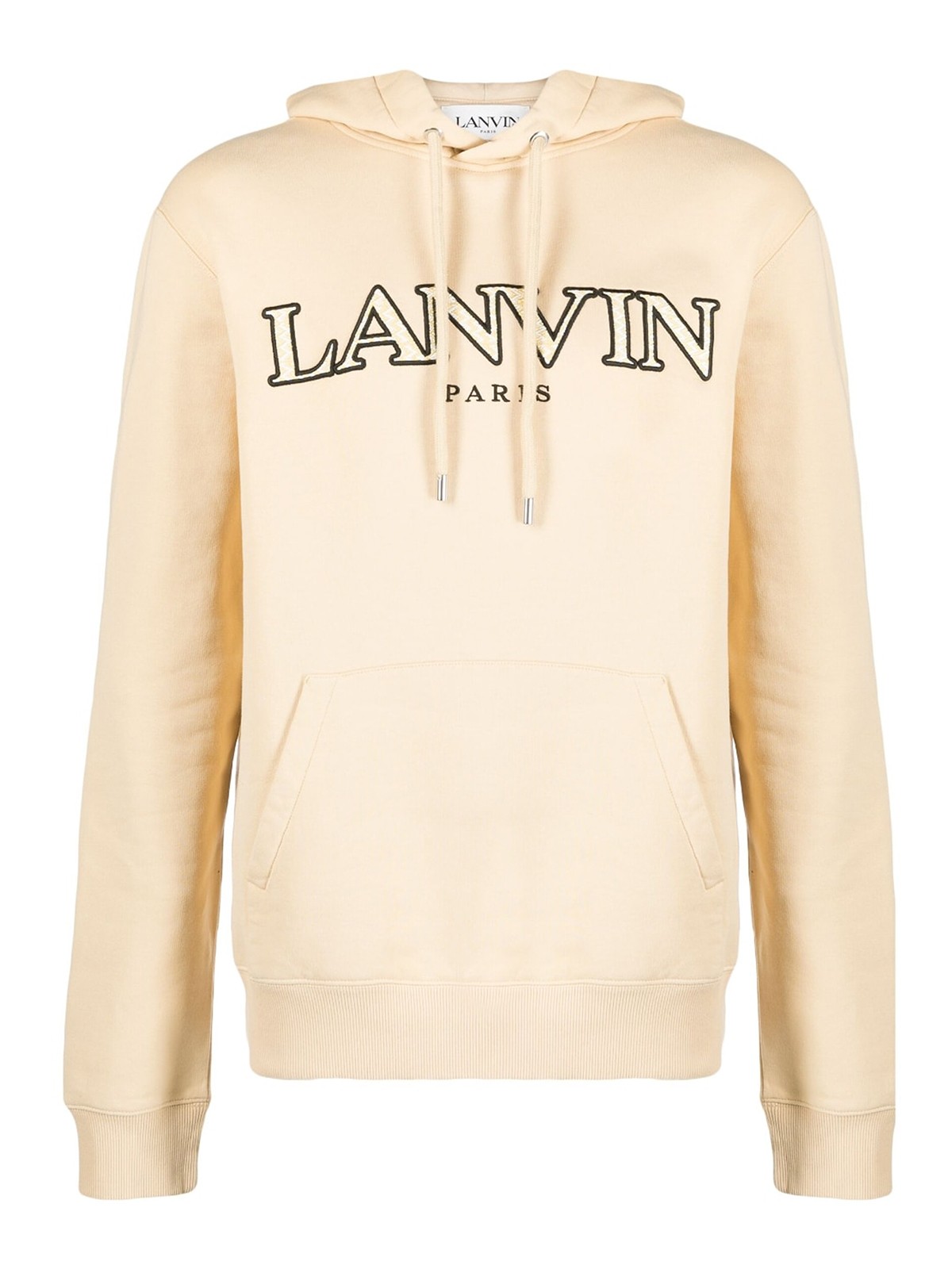 Shop Lanvin Logo-embroidered Hoodie In Beige