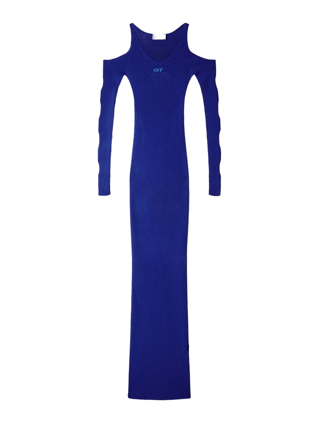 Shop Off-white Ribbed Cut-out Dress In Dark Purple