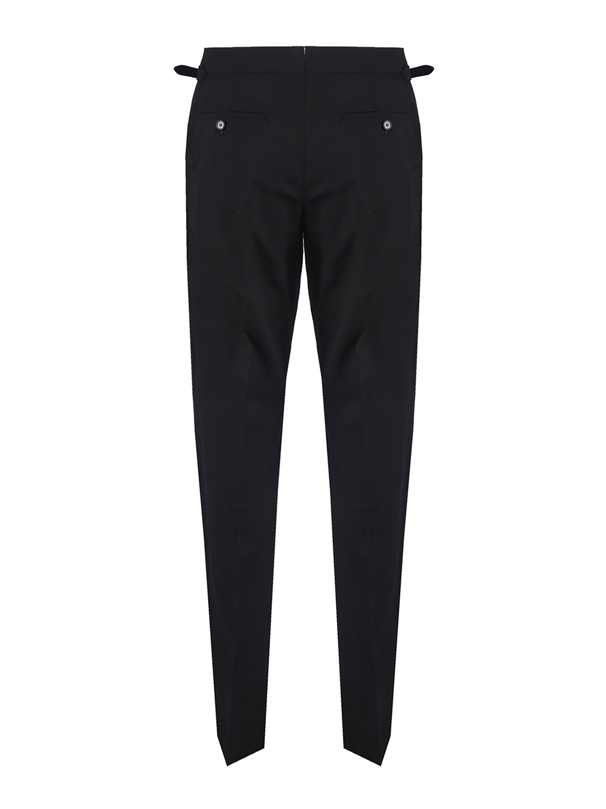 Shop Burberry Tuxedo Trousers In Wool And Cotton In Negro