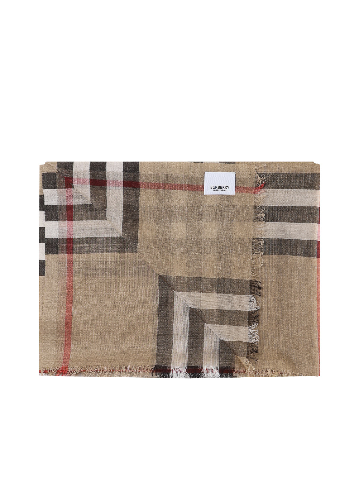 Checked Wool And Silk Scarf in Beige - Burberry