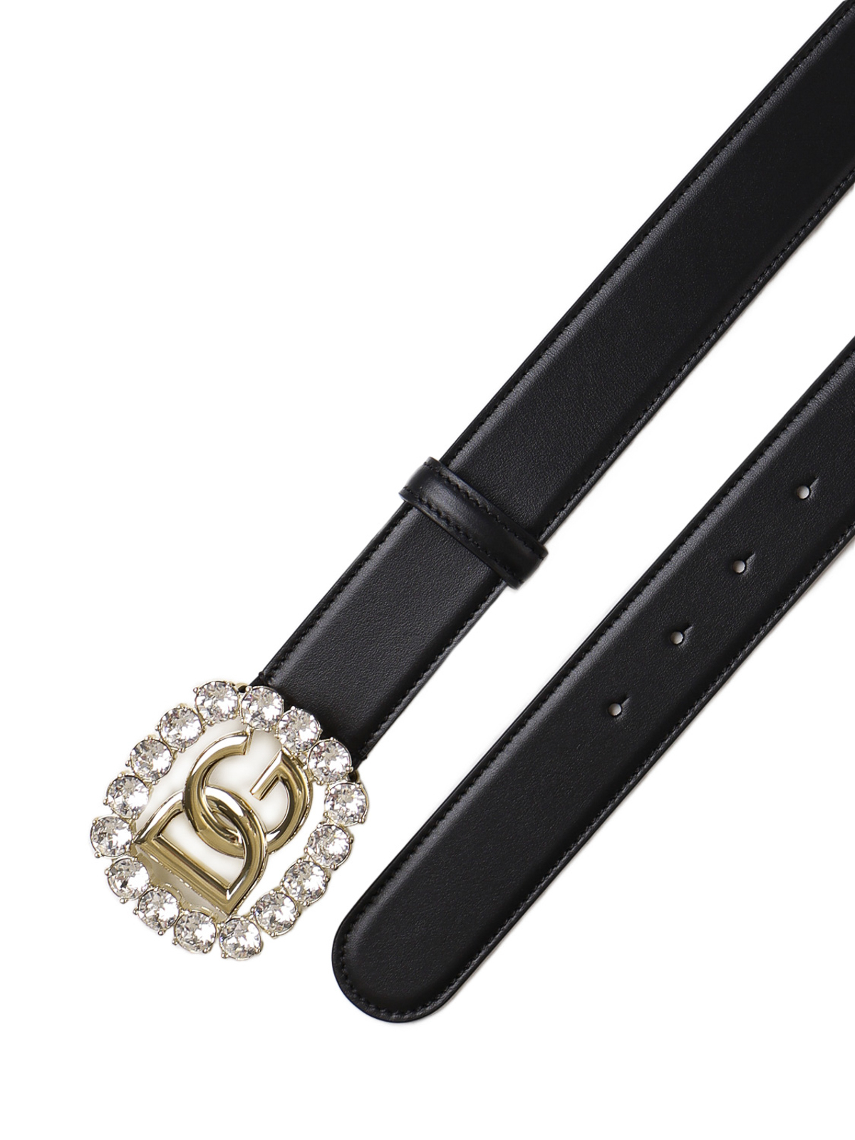 Belts Dolce & Gabbana - Calfskin belt with logo and rhinestones ...