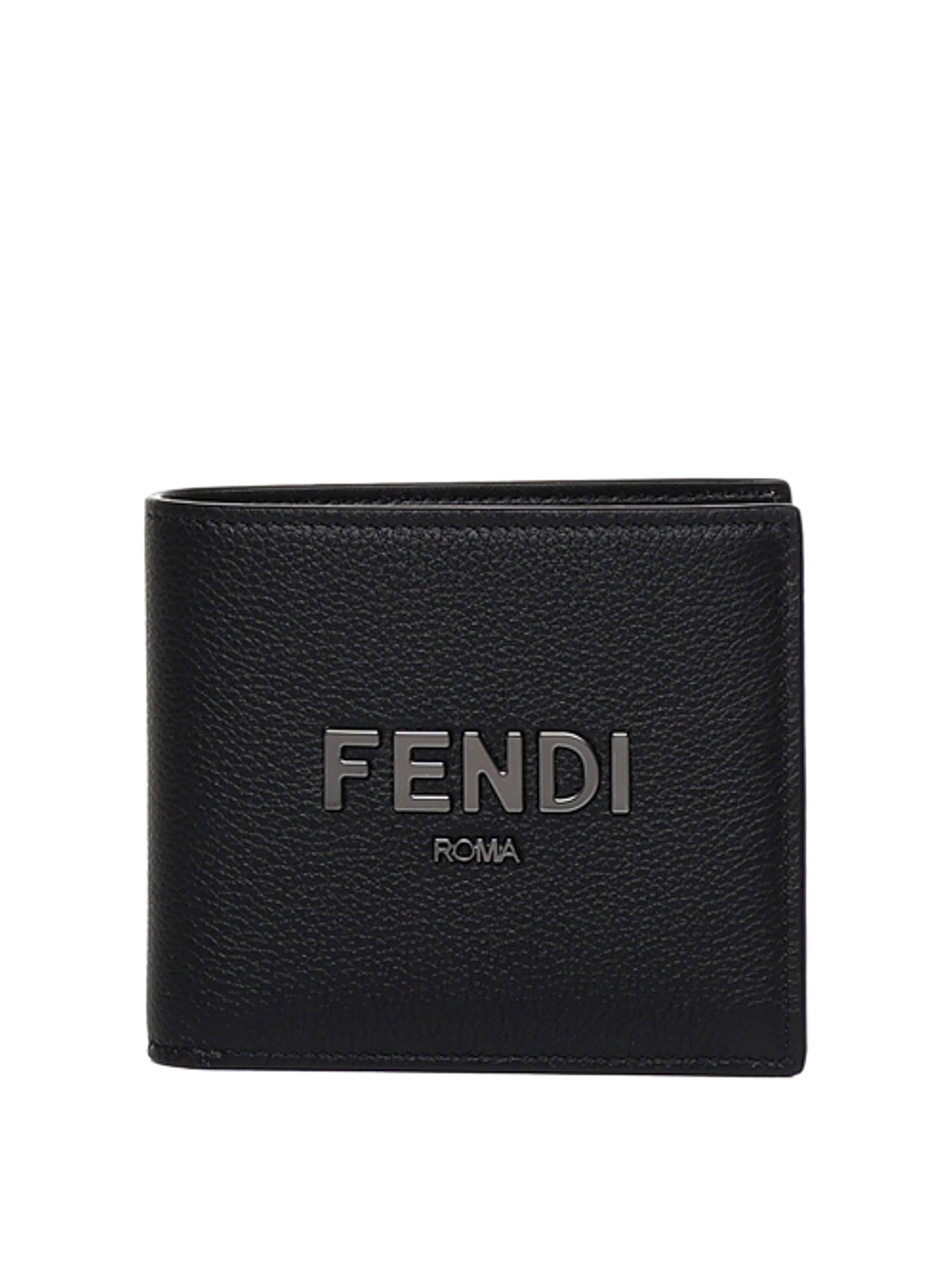 Fendi Roma Black Calfskin Leather Embossed Logo Card Case Wallet