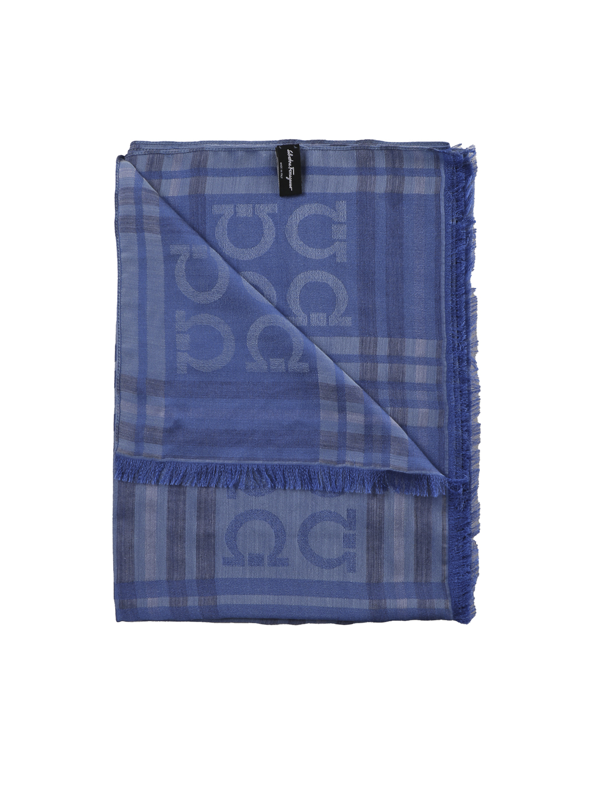 Shop Ferragamo Wool Scarf With Hooks In Azul