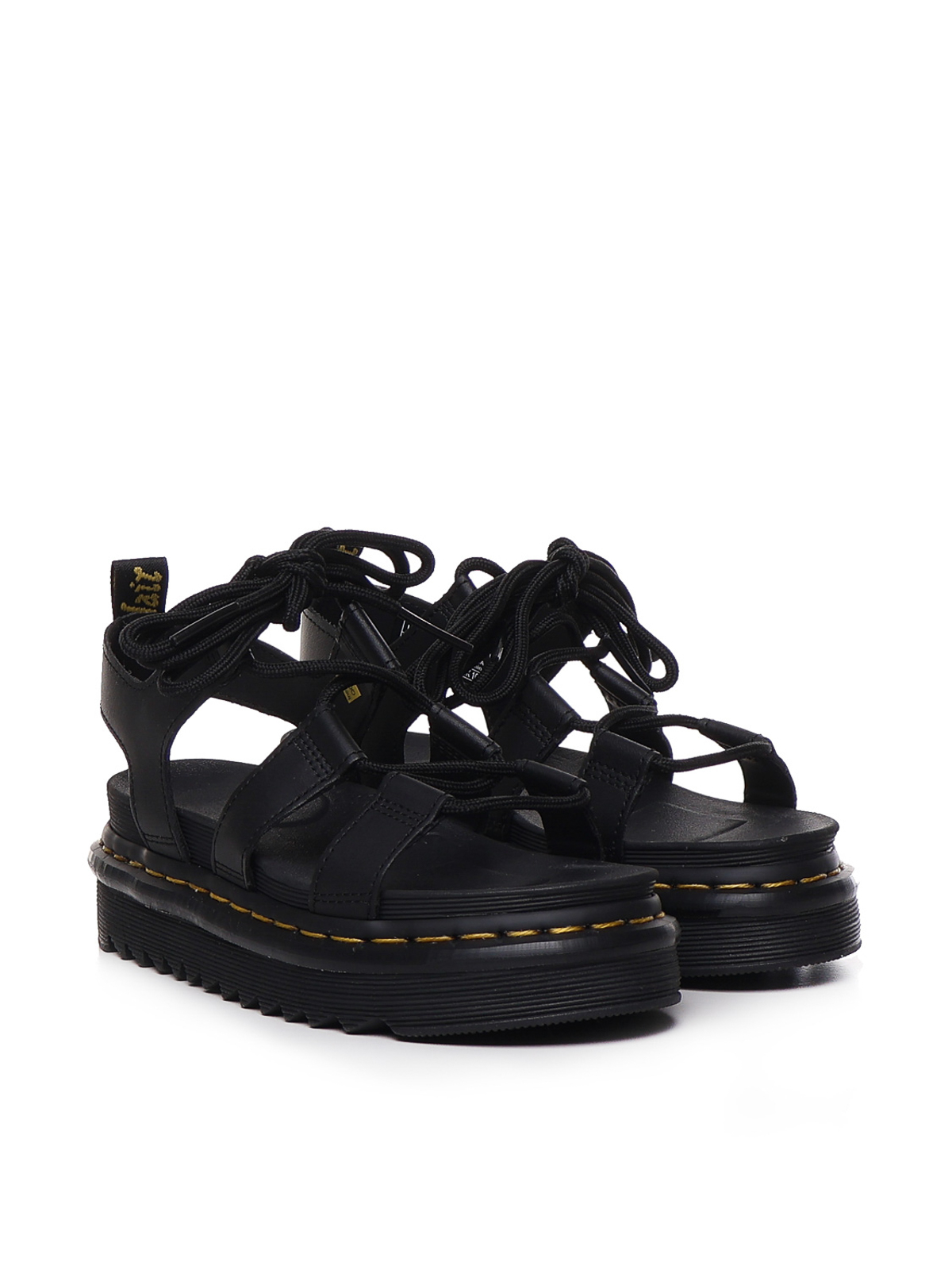 Shop Dr. Martens' Nartilla Sandals In Leather With Laces In Black