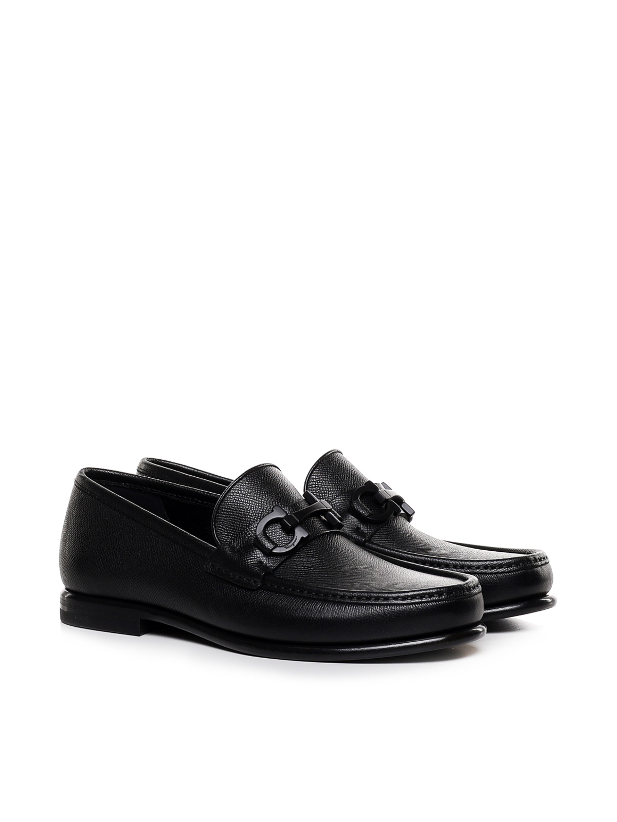 Calf leather loafers with gancini buckle