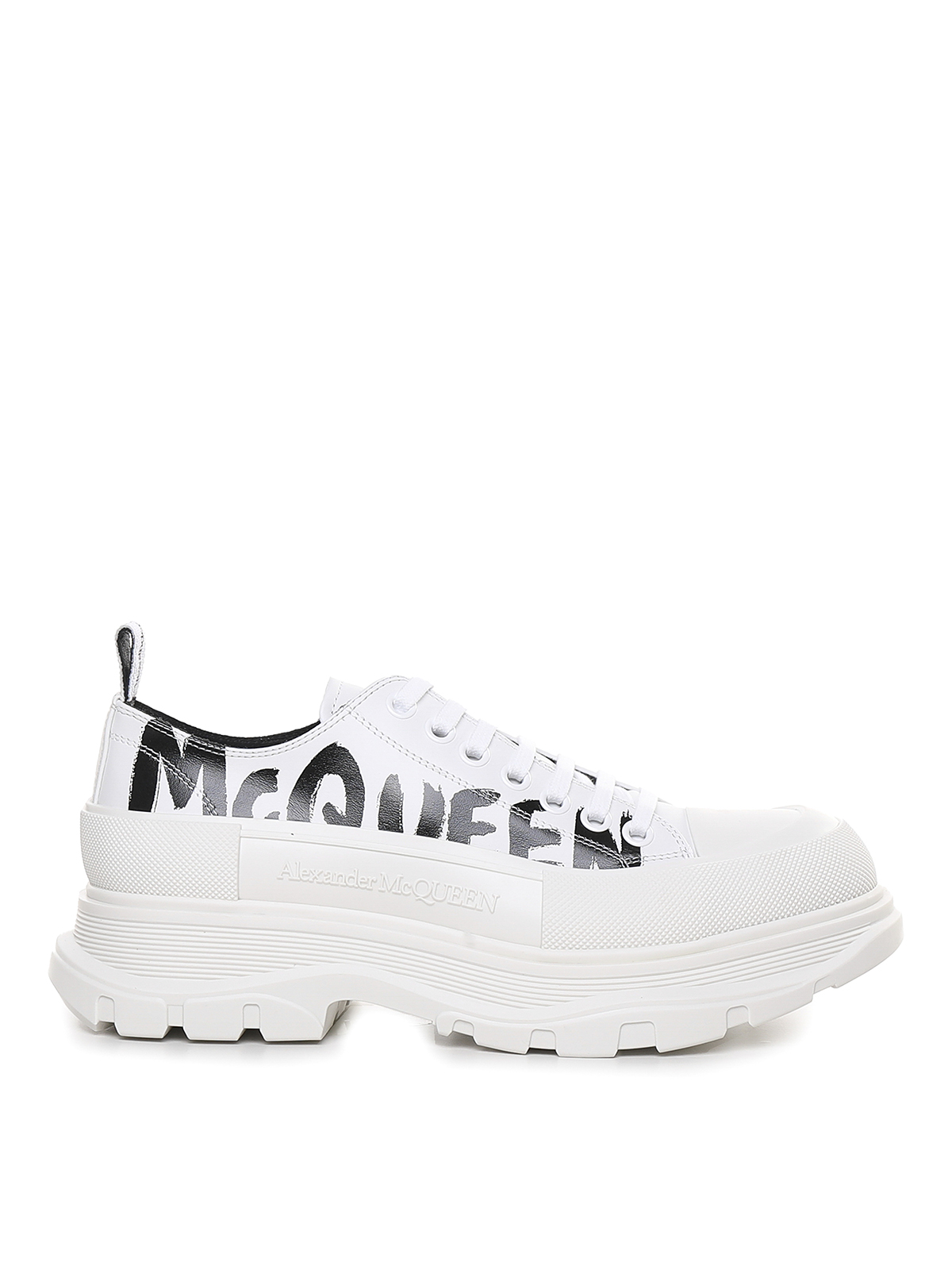 Alexander Mcqueen Graffiti Logo Sneakers In White