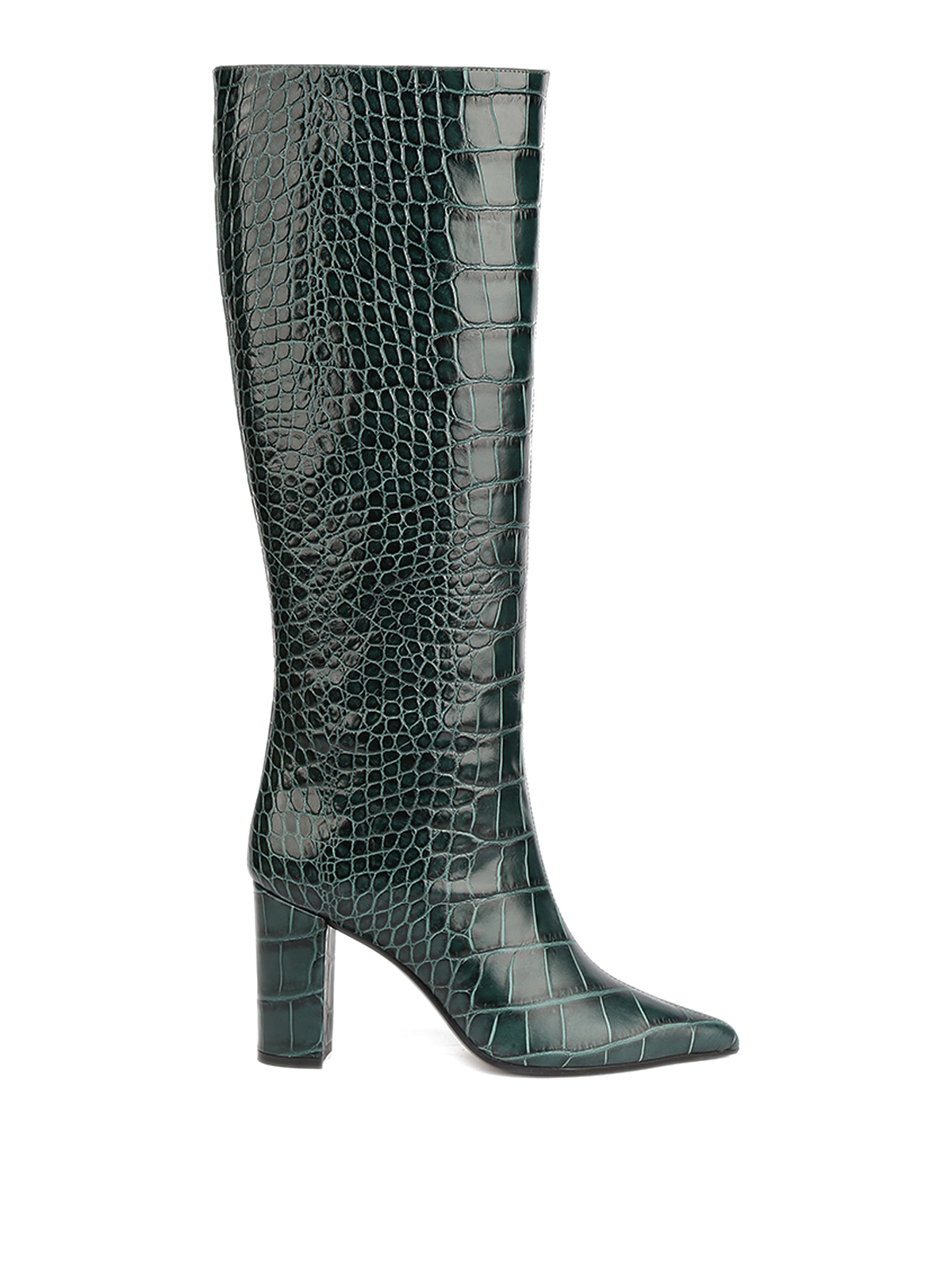 Shop Giuliano Galiano Serena Boot In Crocodile Print Leather In Verde