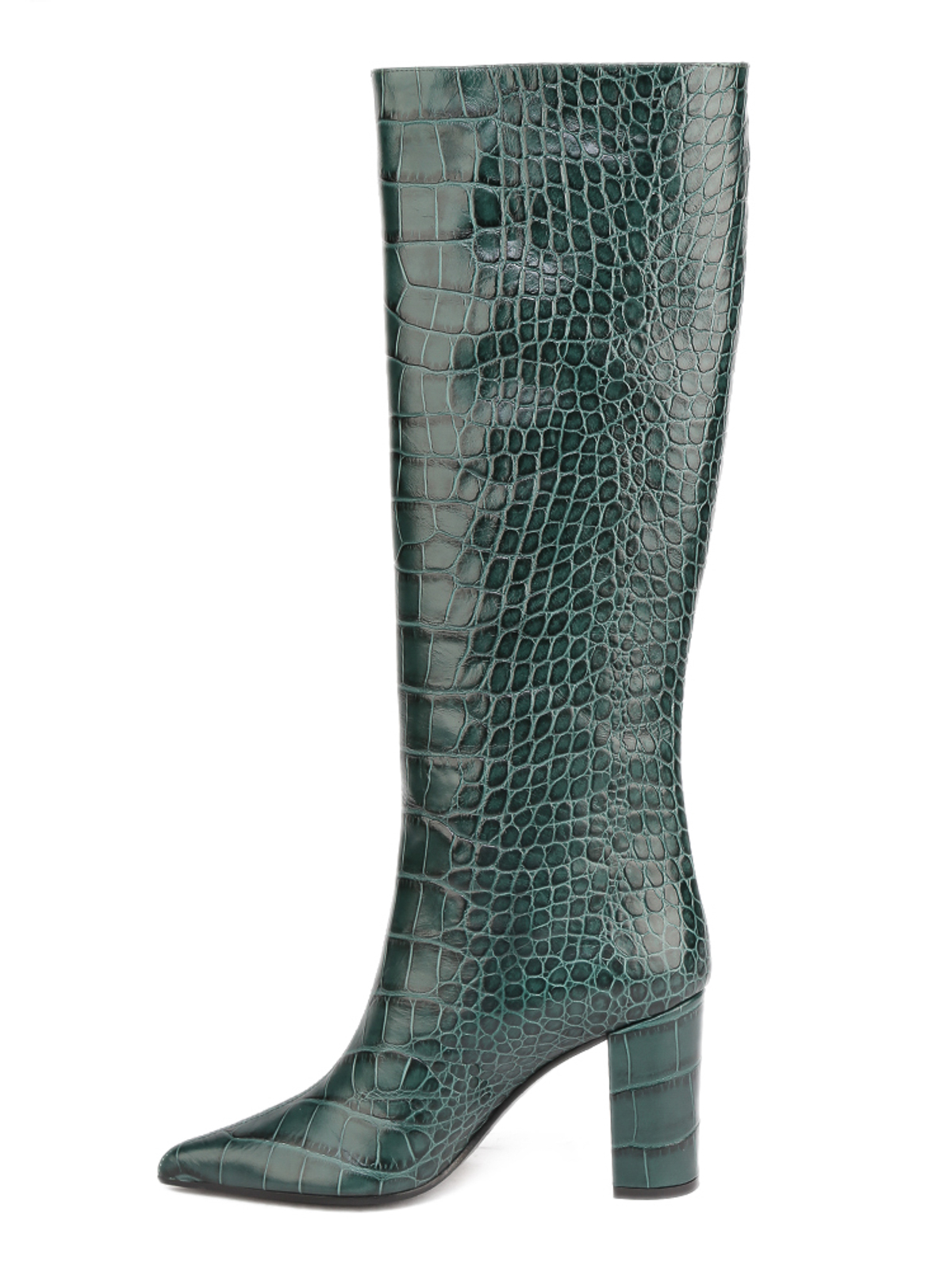 Shop Giuliano Galiano Serena Boot In Crocodile Print Leather In Verde